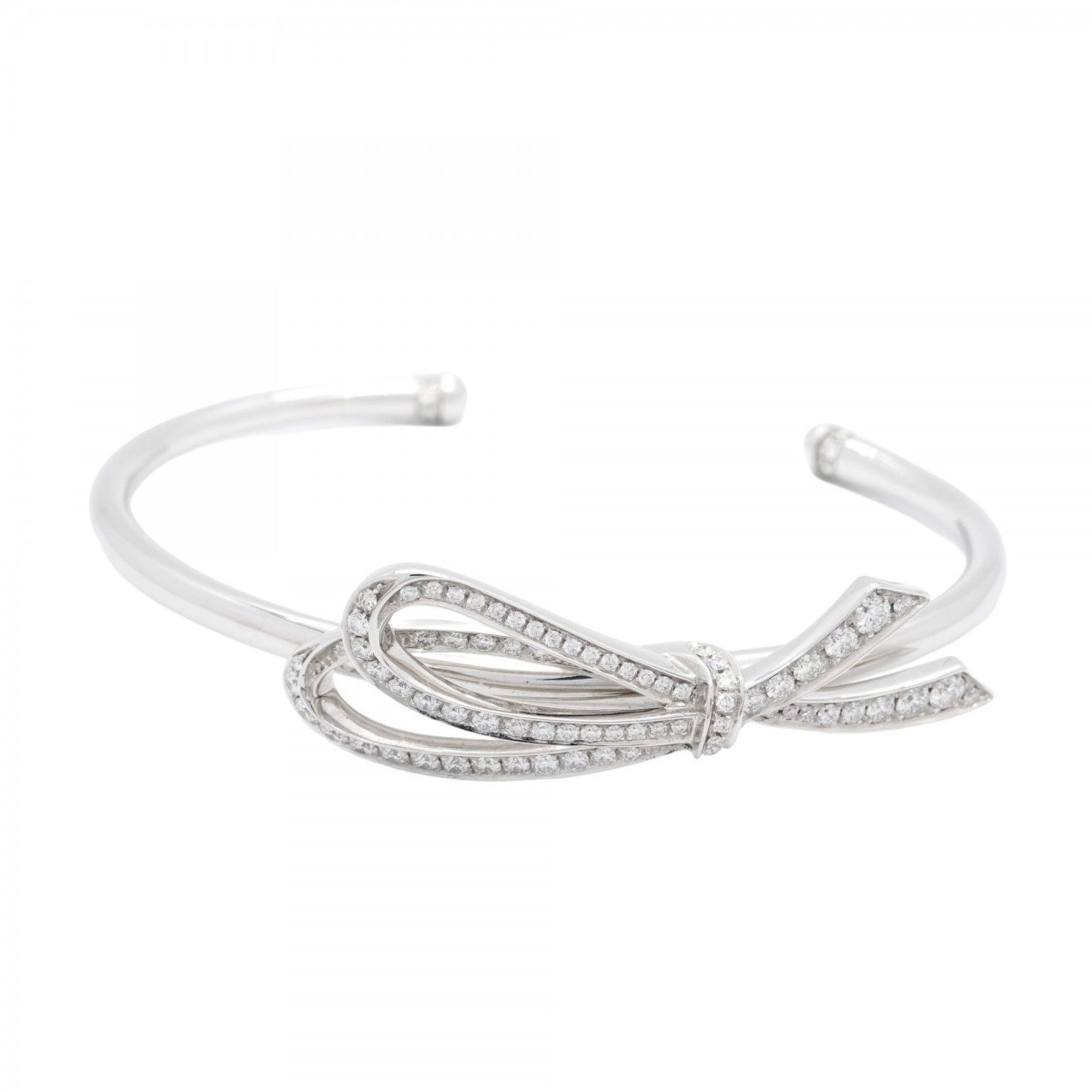 Tiffany Bangle Bow Ribbon 18K White Gold Diamond Women's