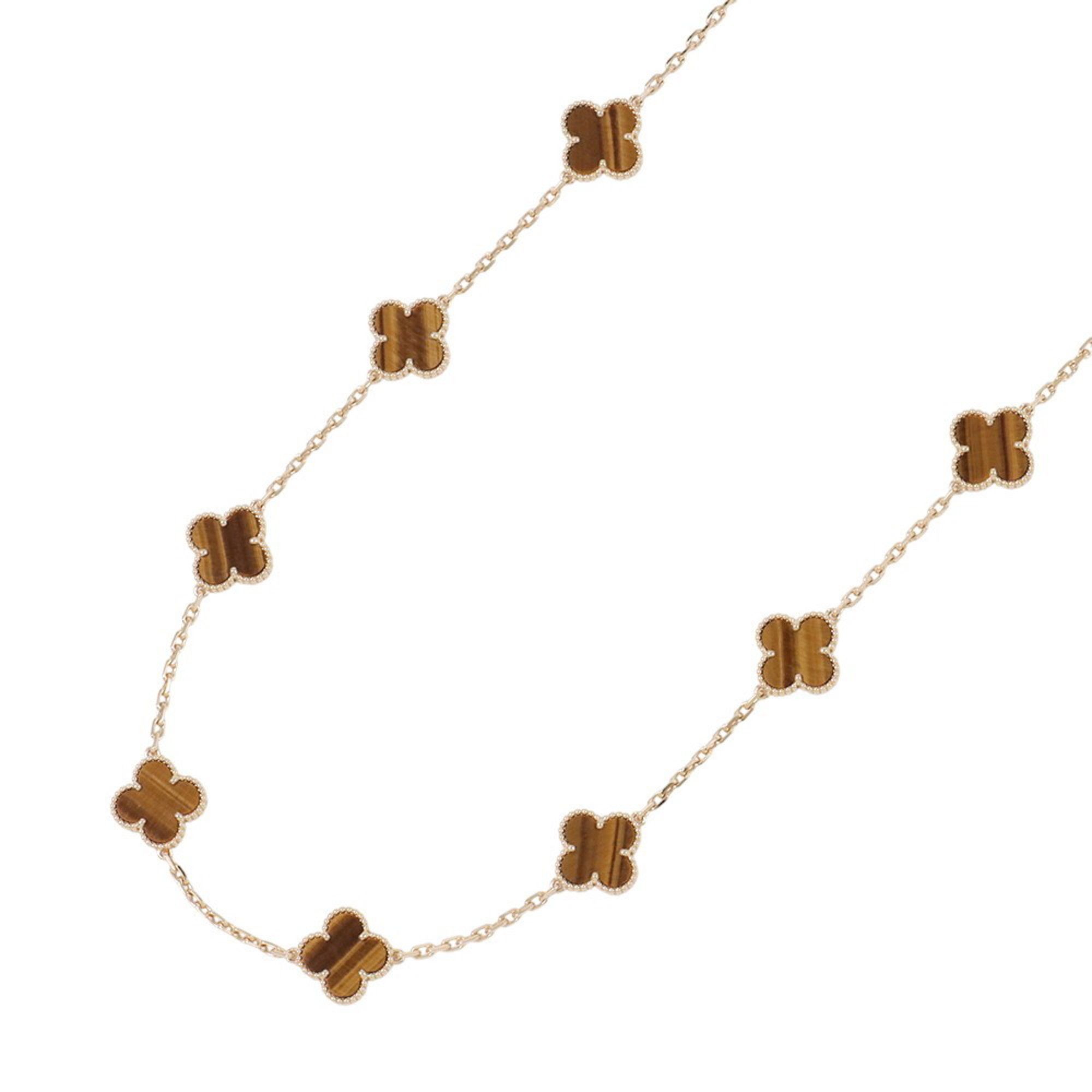 Van Cleef & Arpels Alhambra 10-Motif Tiger's Eye Necklace in 18K Yellow Gold (VCARD40700)