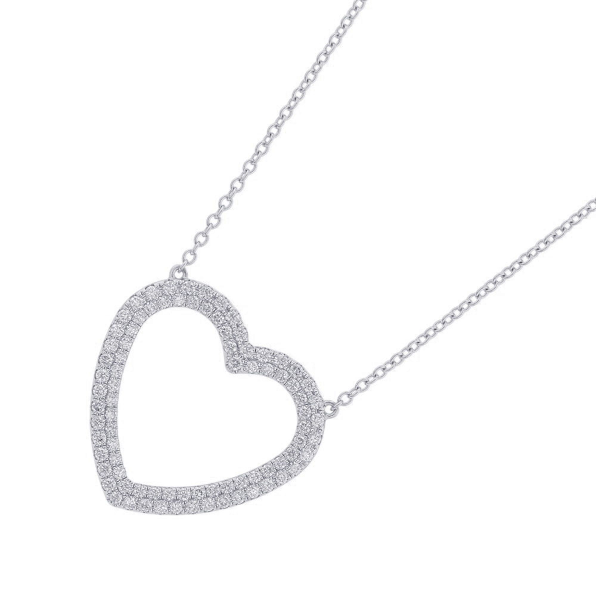 Tiffany & Co. Metro Heart Necklace with Diamonds in 18K White Gold.