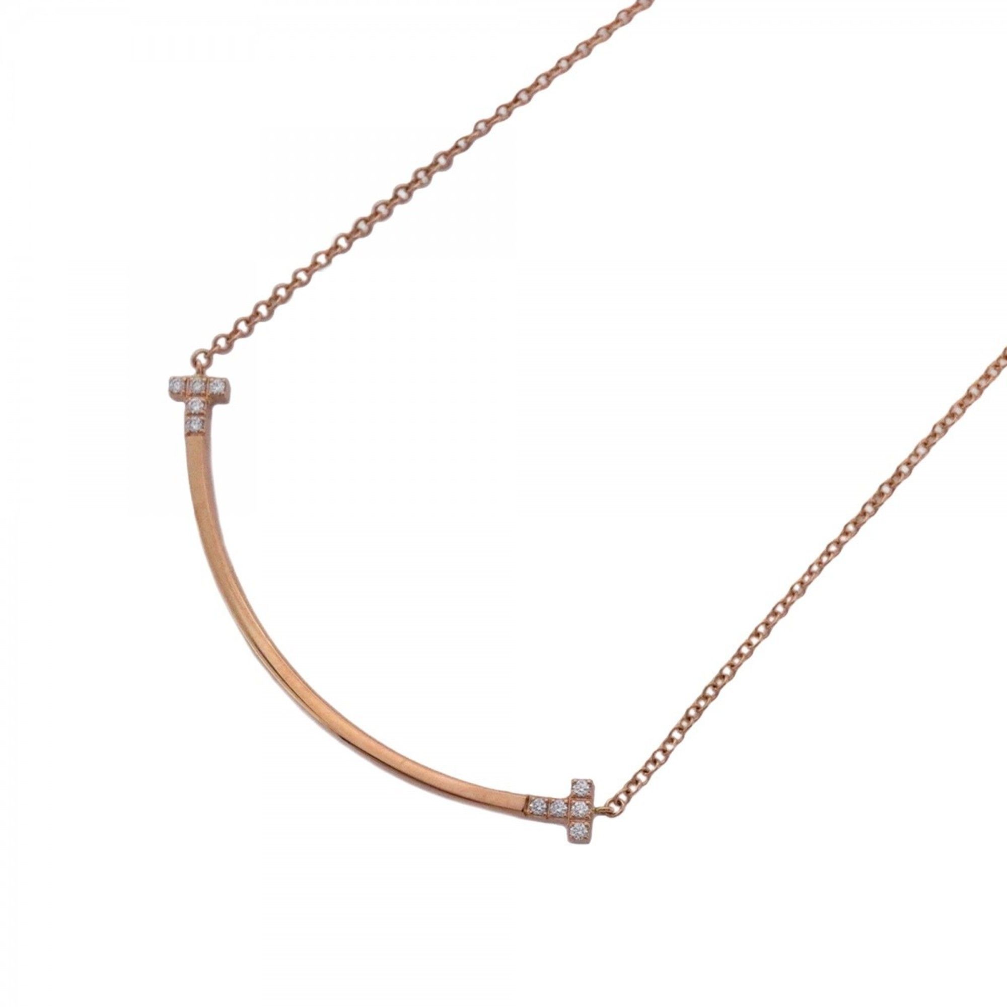 Tiffany T Smile Small Necklace in 18K Pink Gold with Diamonds for Women