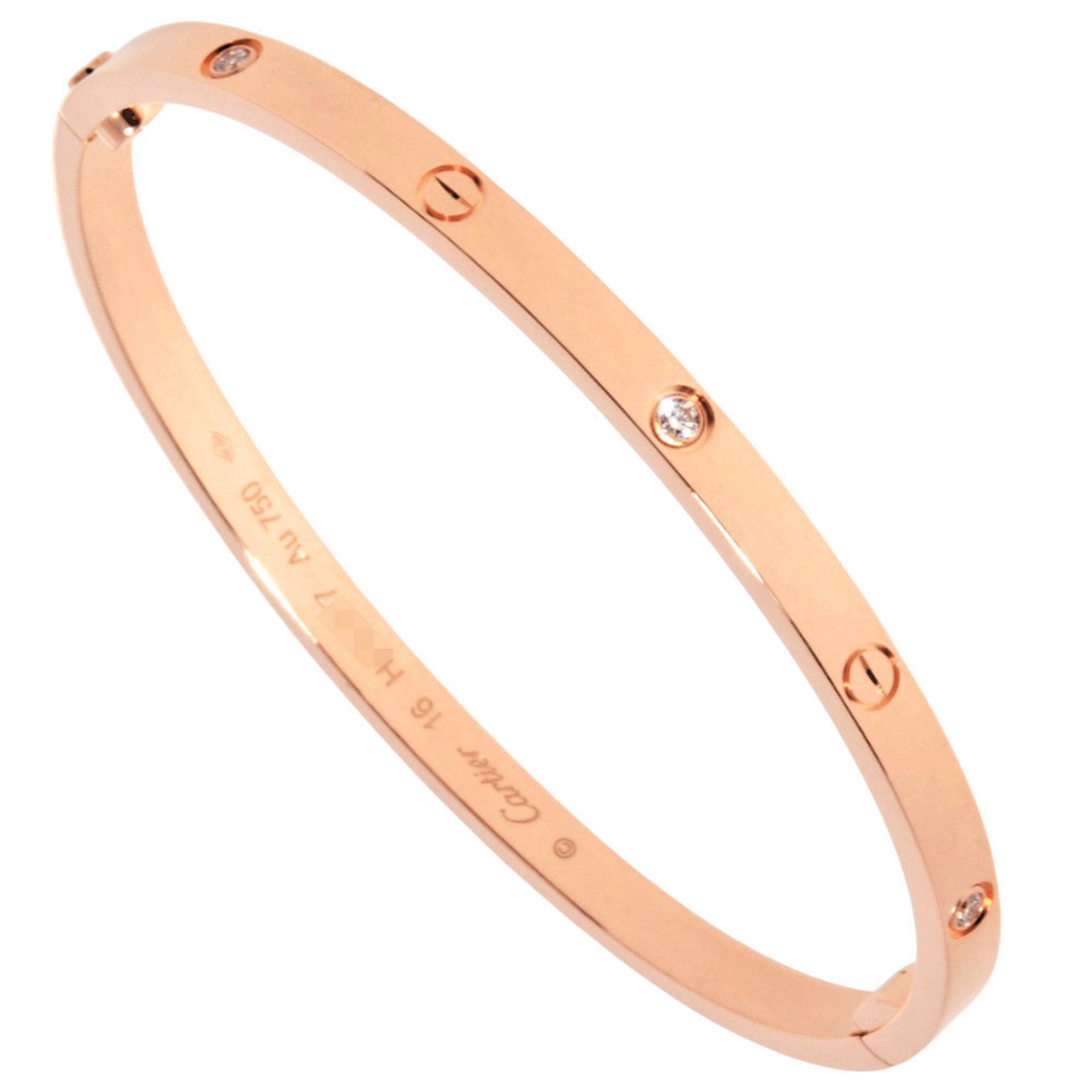 Cartier LOVE Bracelet Diamond #16 B6047600 18KPG 17.5g SM Half Love Pink Gold