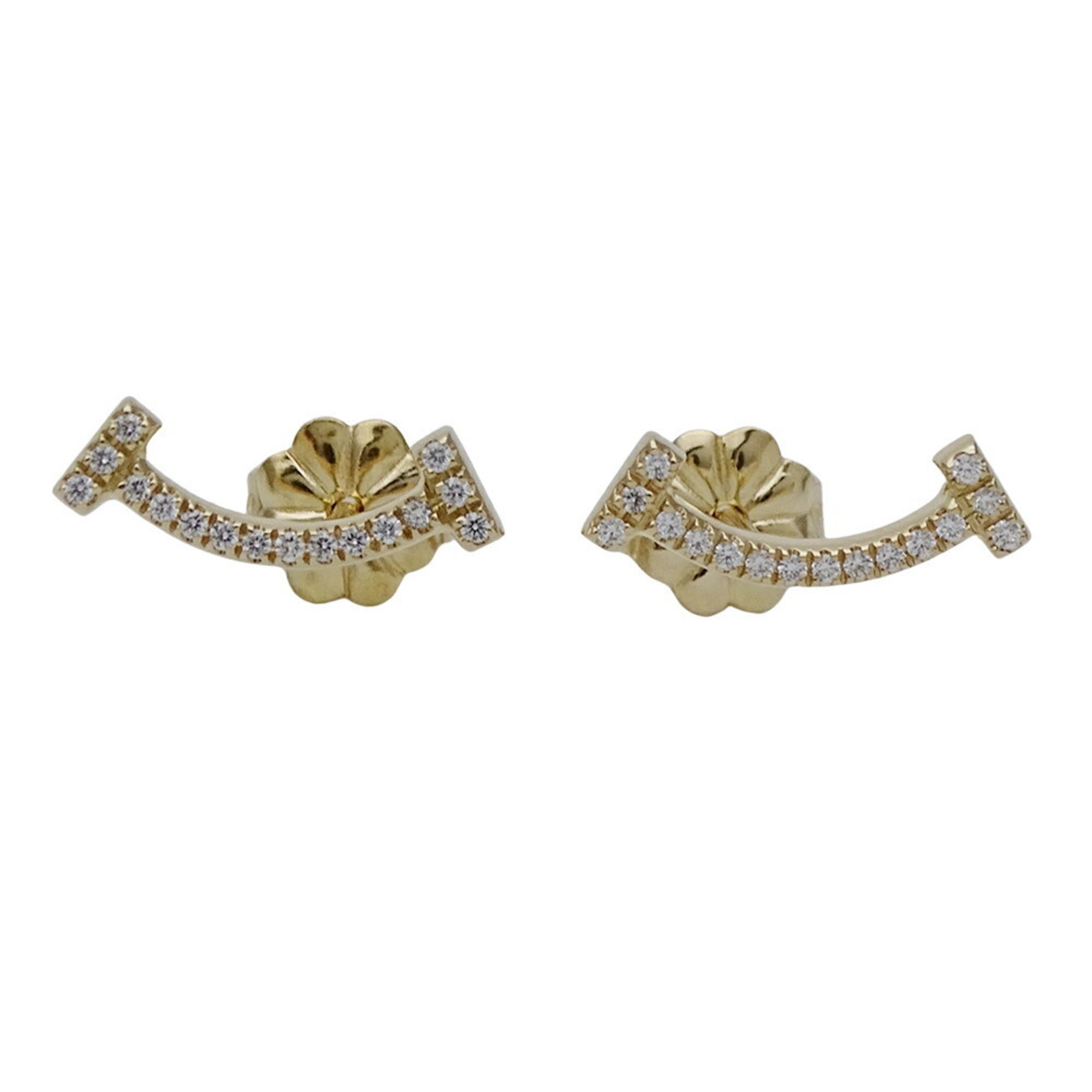Tiffany & Co. Earrings for Women, 750YG Diamond T Smile Yellow Gold Polished
