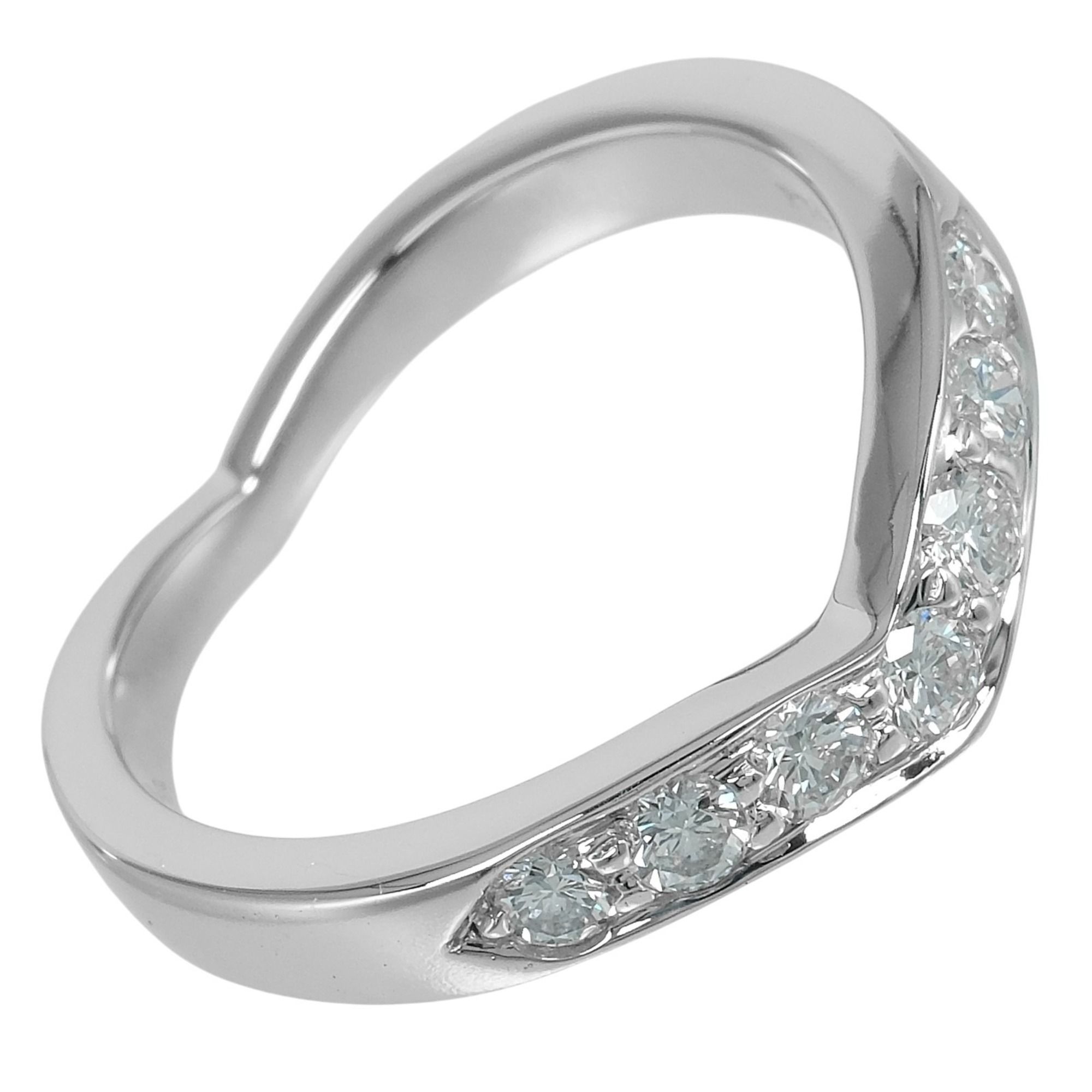 Tiffany & Co. V-Band Ring, Size 10, Pt950 Platinum with Diamonds, Approx. 5.36g