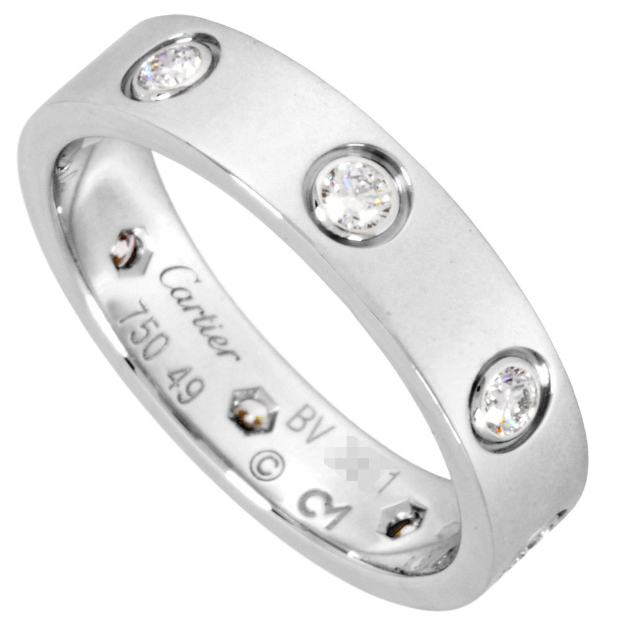 Cartier Mini Love Ring Diamond #49 18KWG 4.3g 8P