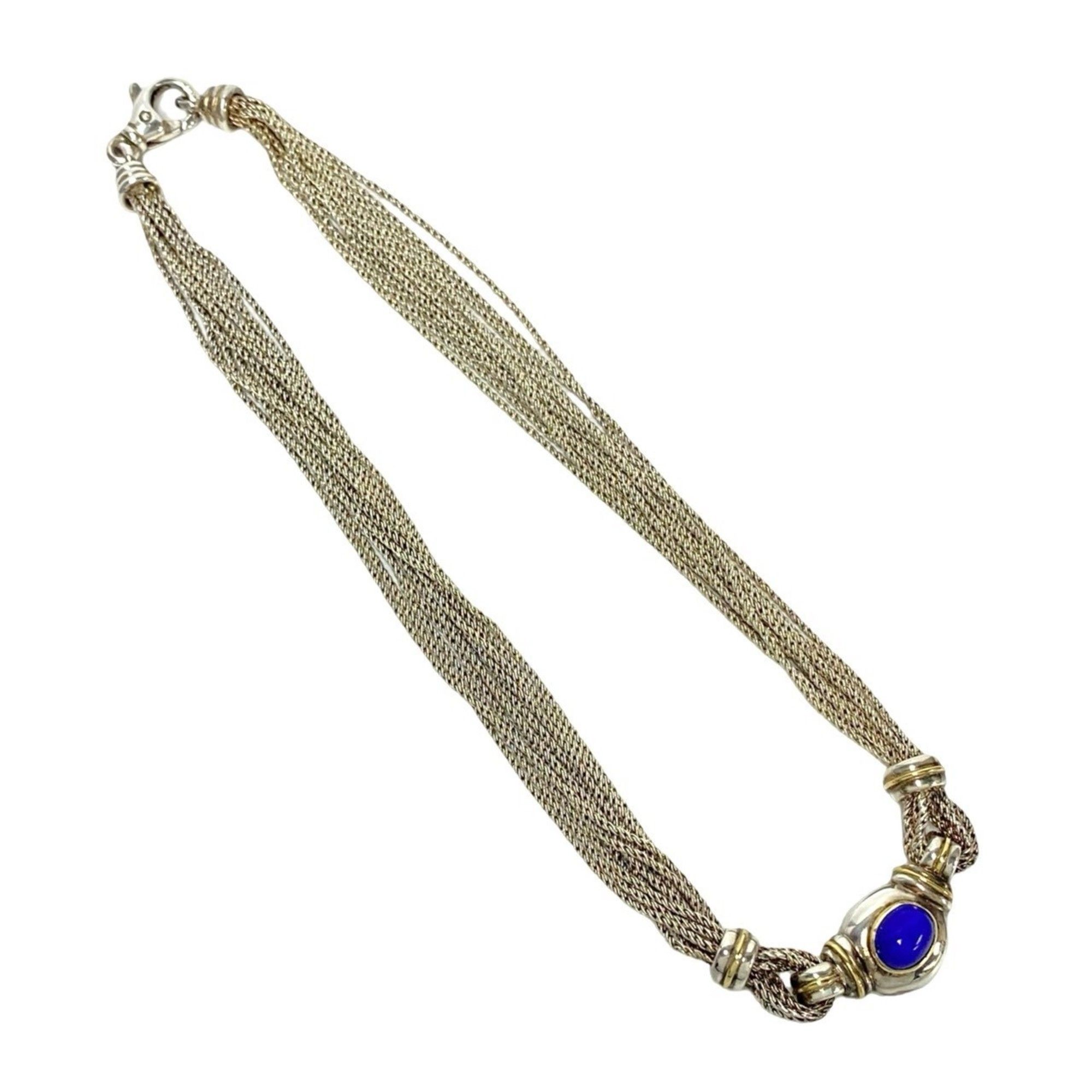TIFFANY & Co. Tiffany Silver 925 K14 Lapis Lazuli Necklace Pendant Choker 60919