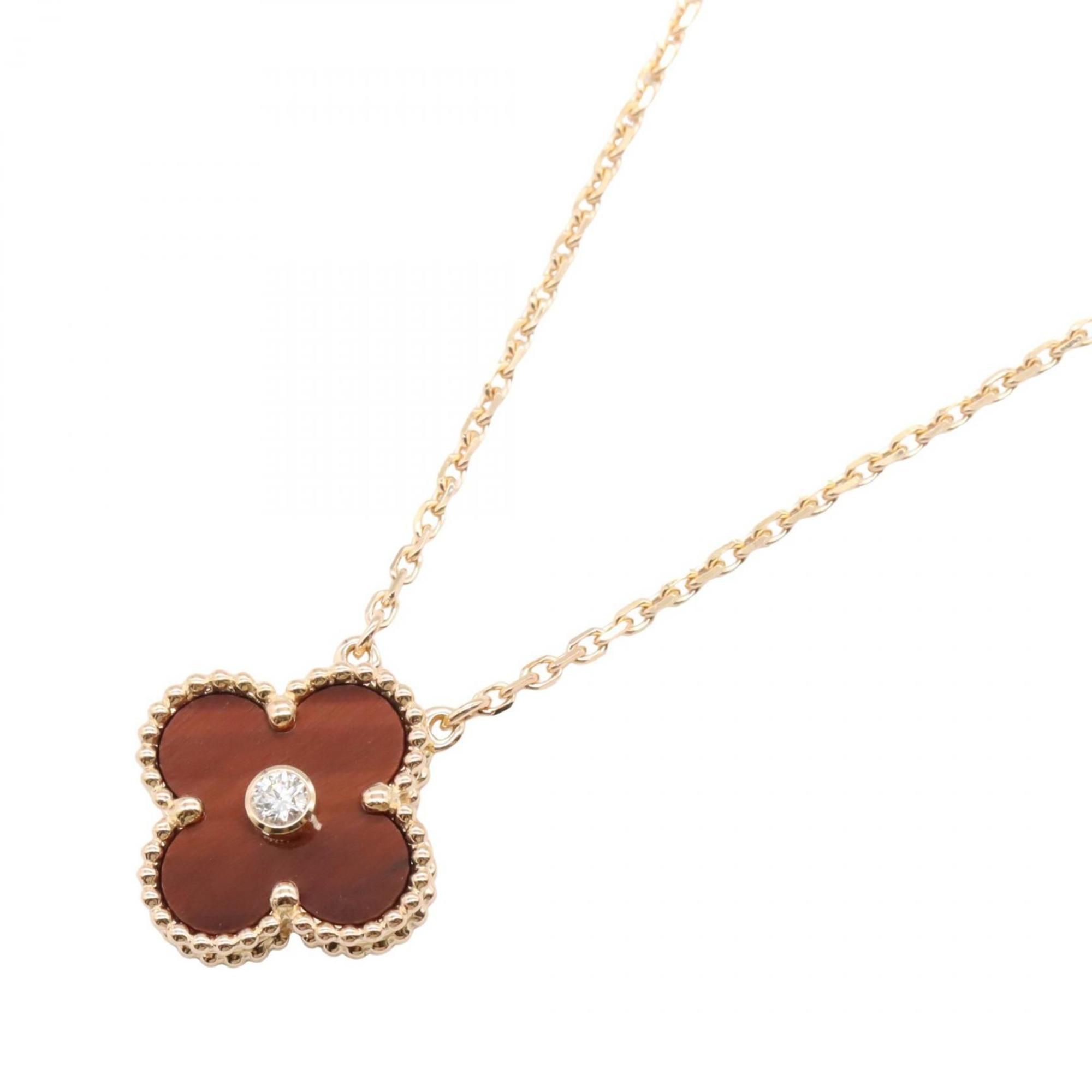 Van Cleef & Arpels Vintage Alhambra Bullseye Necklace, 18K Pink Gold with Diamonds, Women's, and Cle