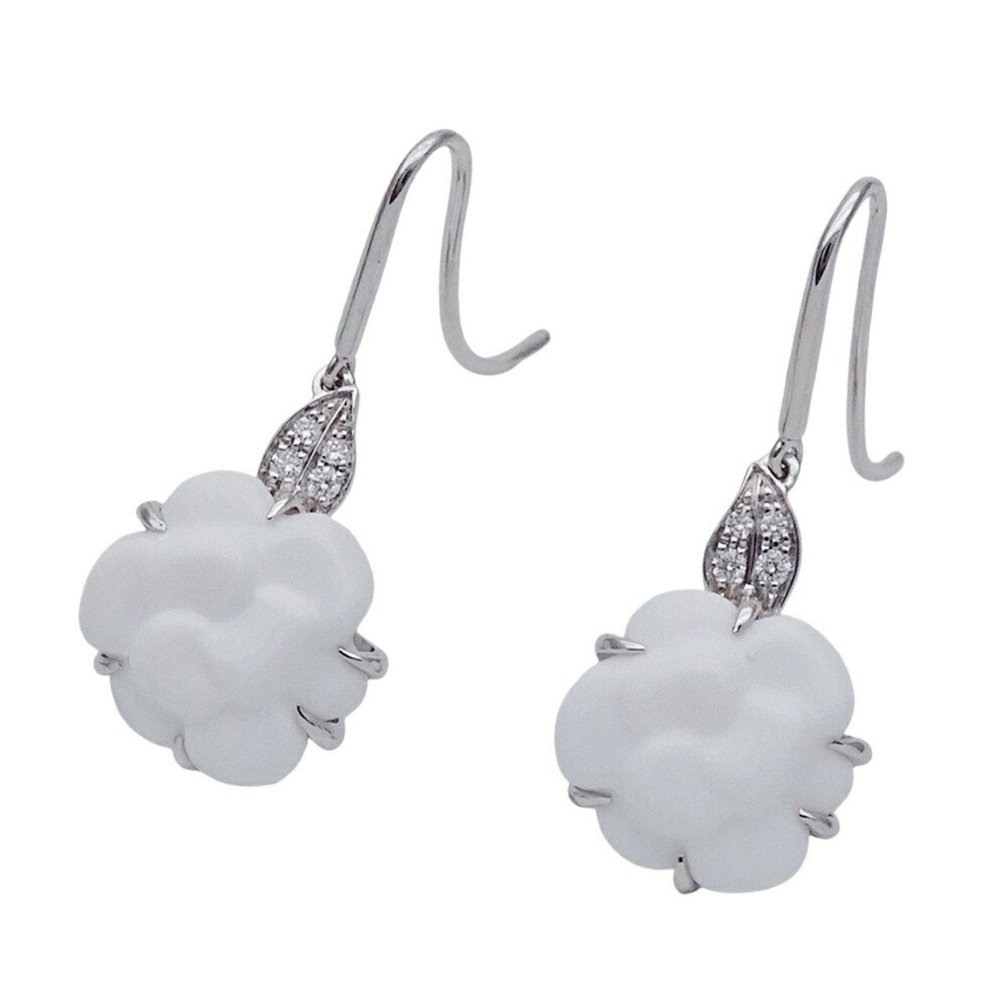 CHANEL Earrings for Women, 750WG Chalcedony, Camellia, White Gold, Polished