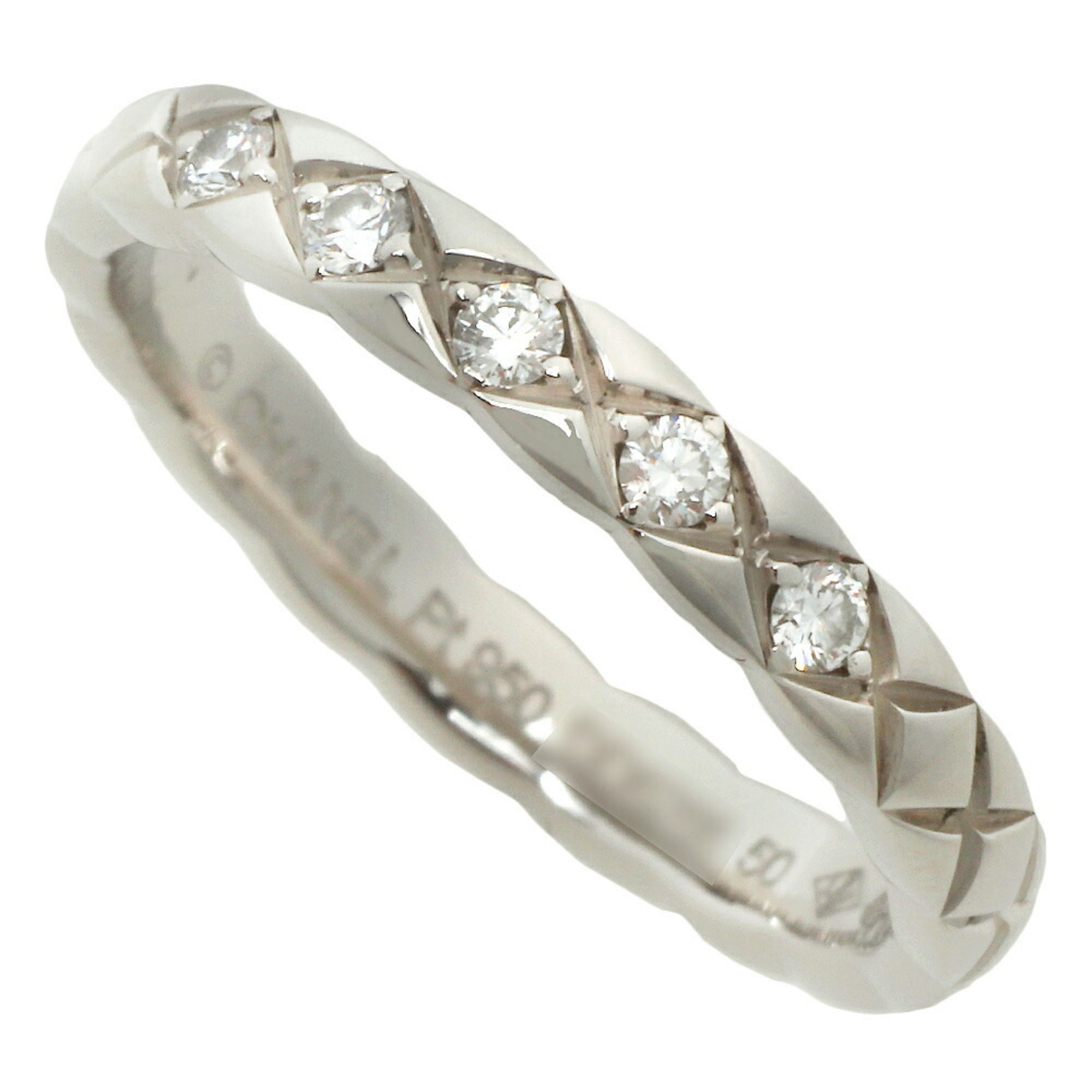 Like new CHANEL 3.9g Coco Crush Ring J11355 Platinum Pt950 with 5 Diamonds, #50, Size 9.5