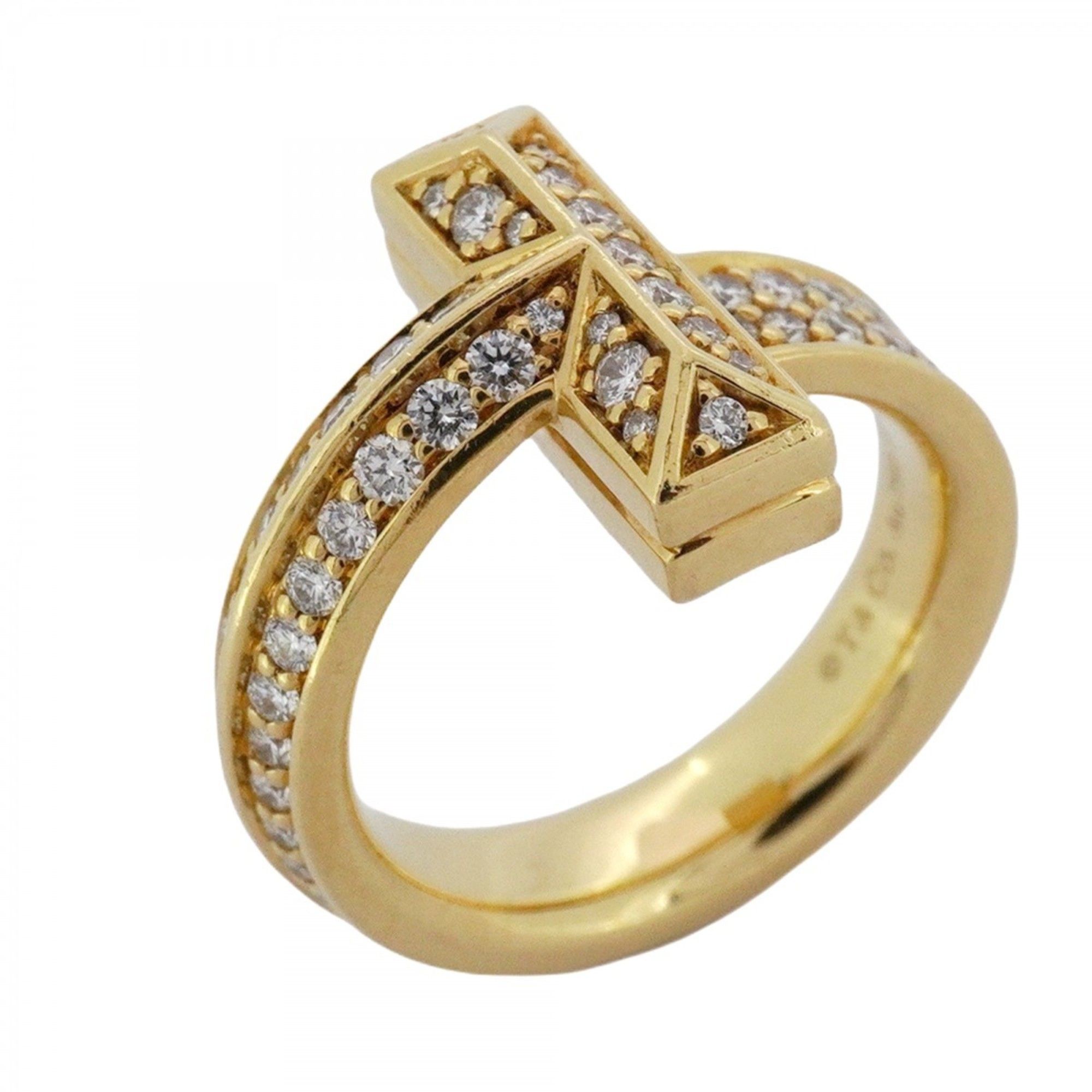 Tiffany T-One Ring, 18KYG Yellow Gold with Diamonds, Size 7, Women's
