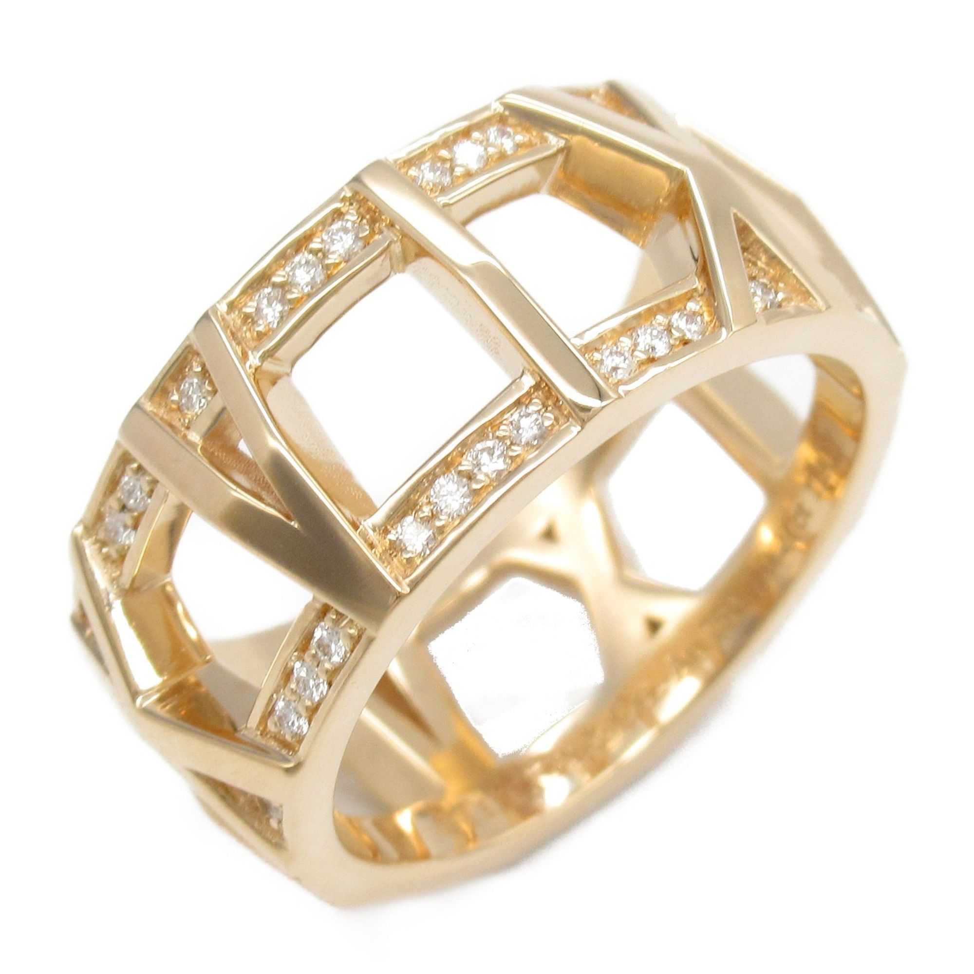 Tiffany & Co. Atlas X Open Diamond Ring, 18K Pink Gold with Diamonds, Clear, for Women