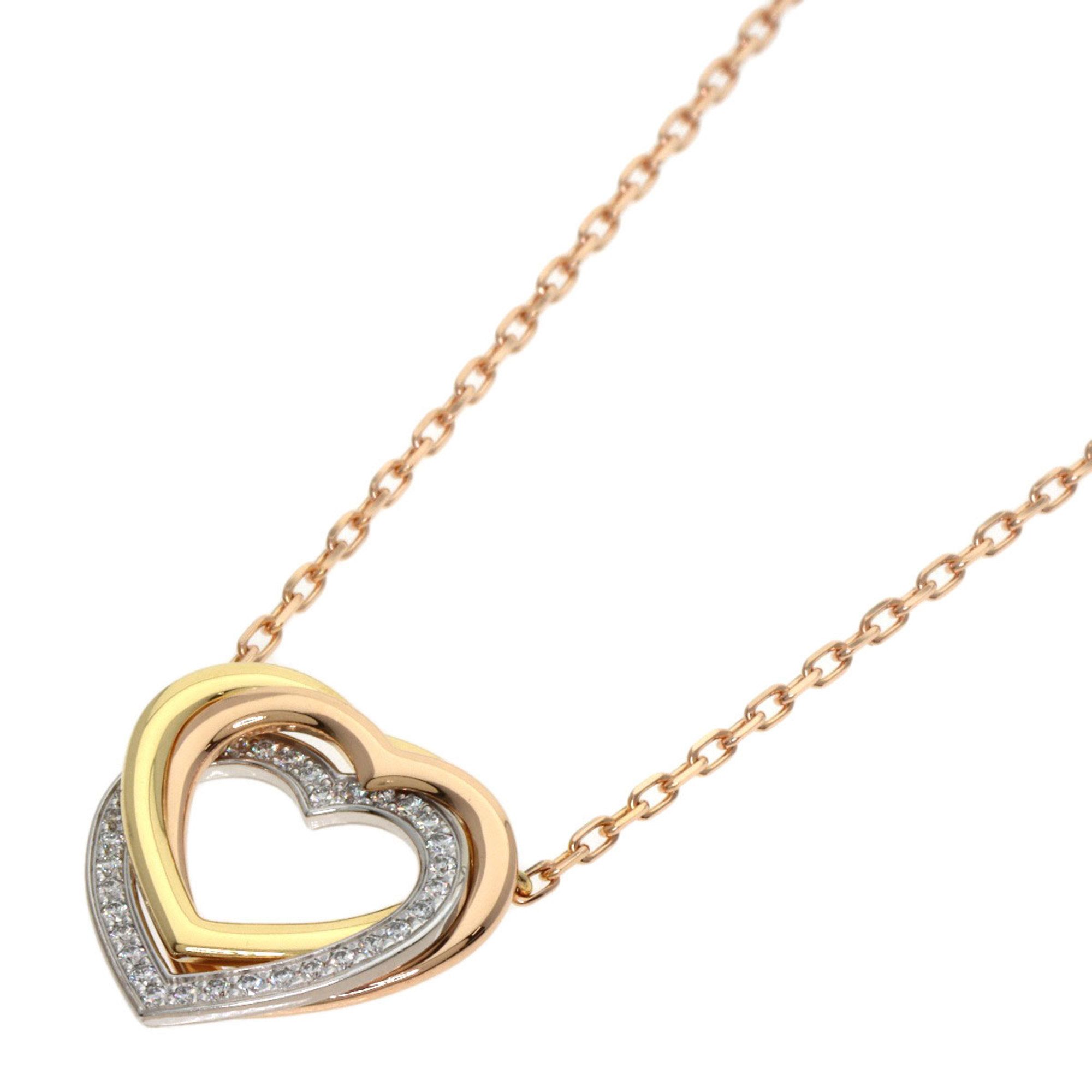 Cartier Trinity Heart Diamond Necklace in 18K Yellow Gold (18KWG/18KPG) for Women