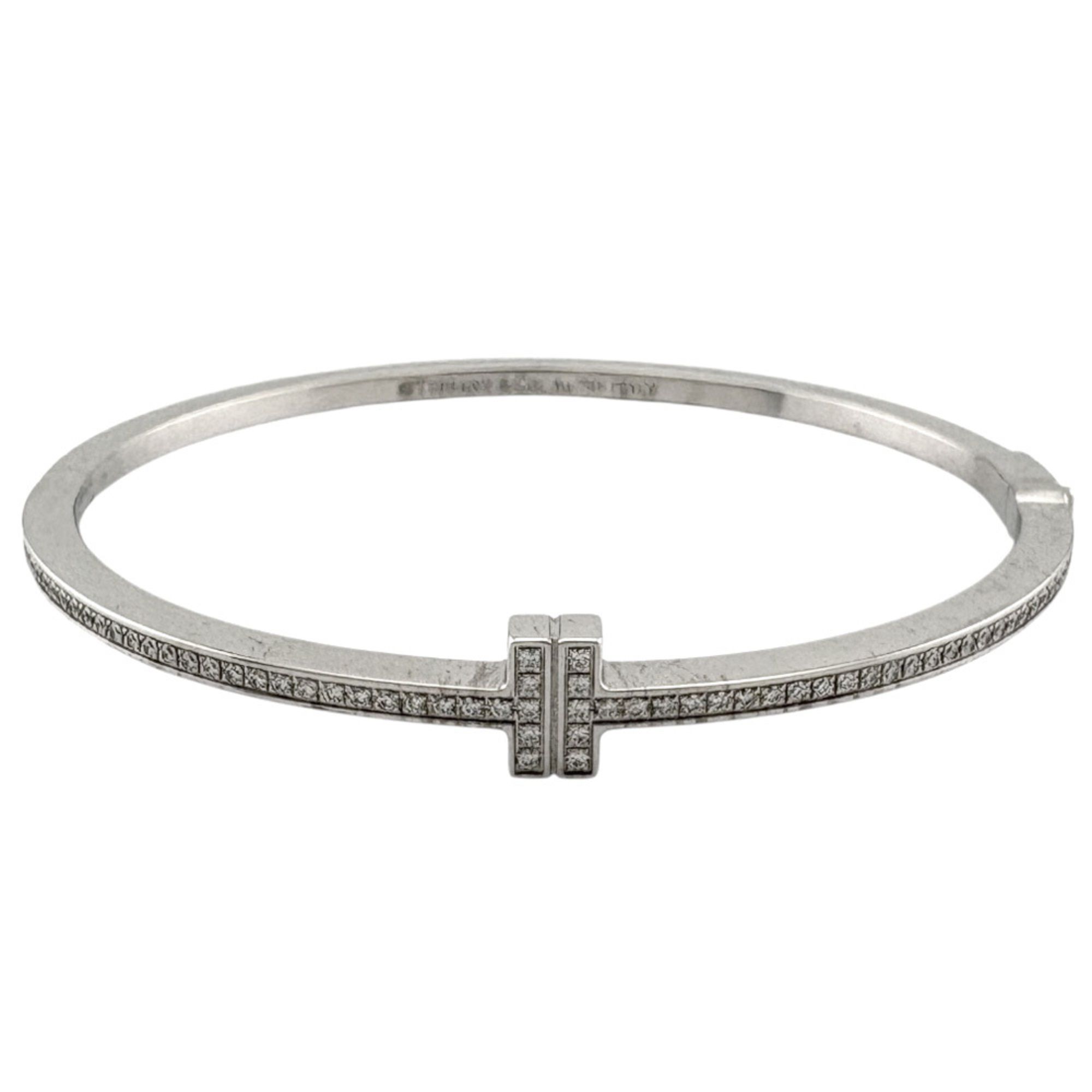 Tiffany T-One Hinge Diamond Bangle, 18k Gold with Diamonds, Women's, Pre-owned, TIFFANY & Co.