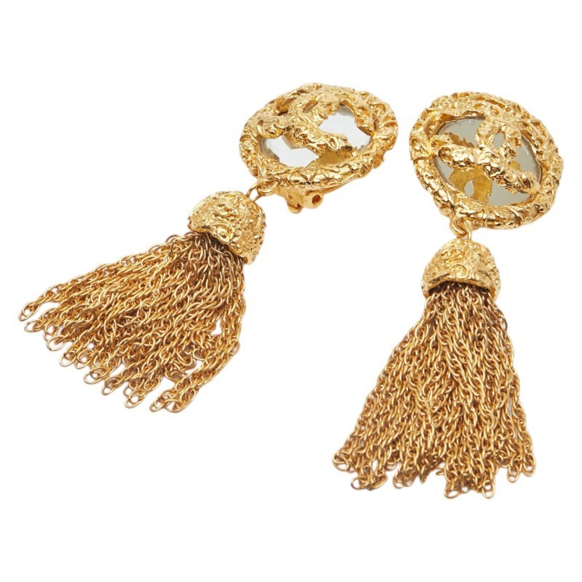 Vintage Chanel Coco Mark Yougan Tassel Earrings, Gold Plated, Women's, CHANEL