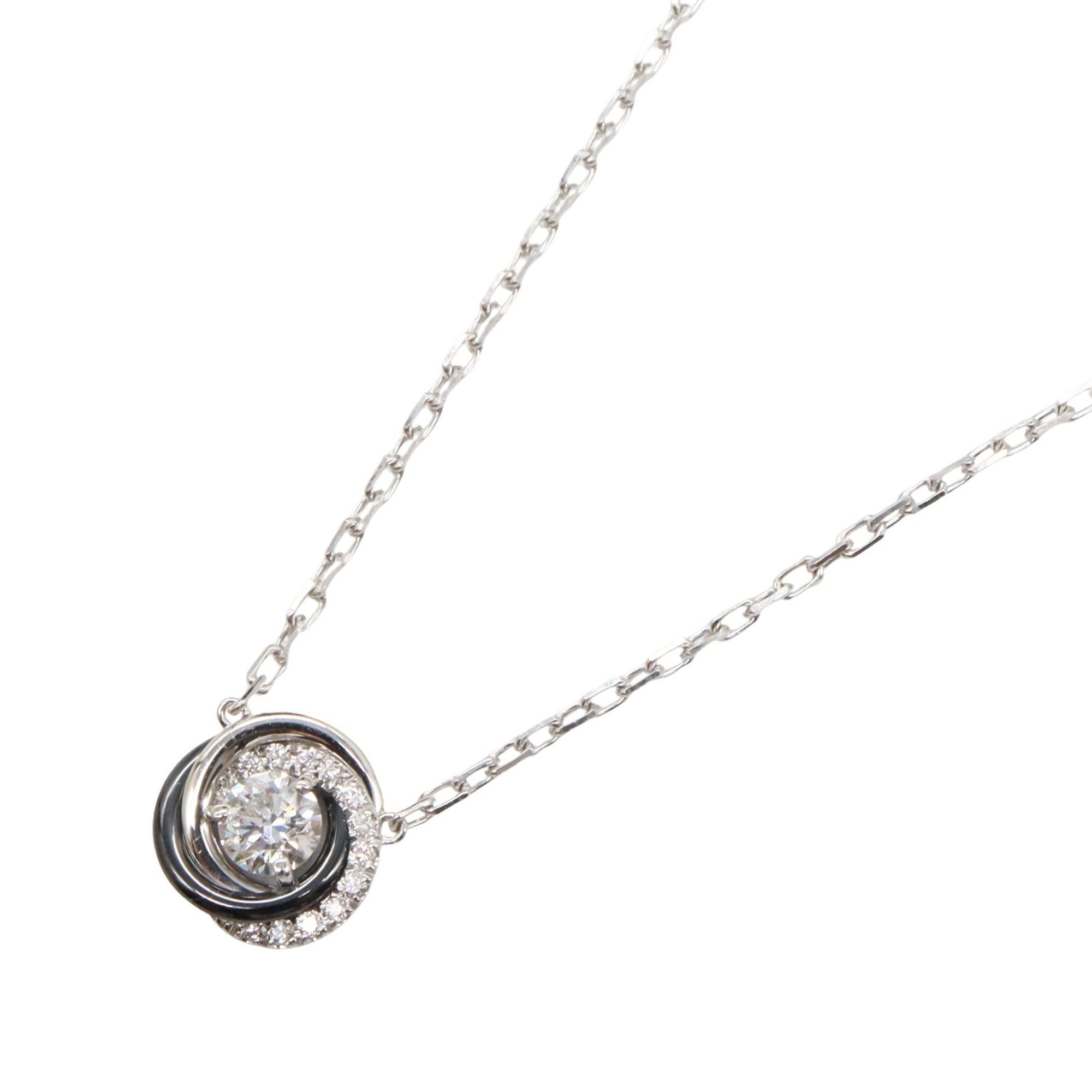 Cartier Trinity Diamond Necklace, 18K White Gold (K18WG) Ceramic Clear, for Women