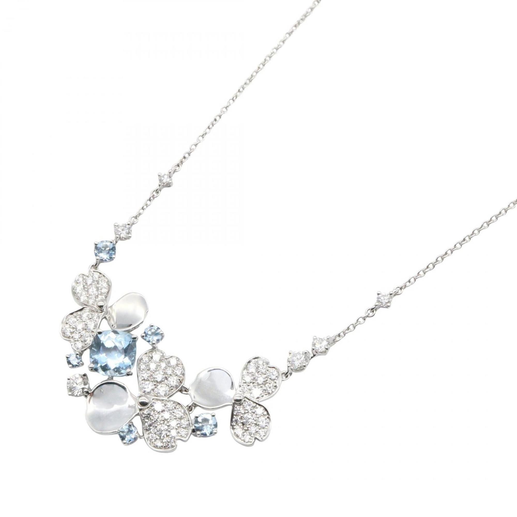 Tiffany & Co. Paper Flower Cluster Aquamarine and Diamond Necklace, Pt950 Platinum, Diamond, Aquamar