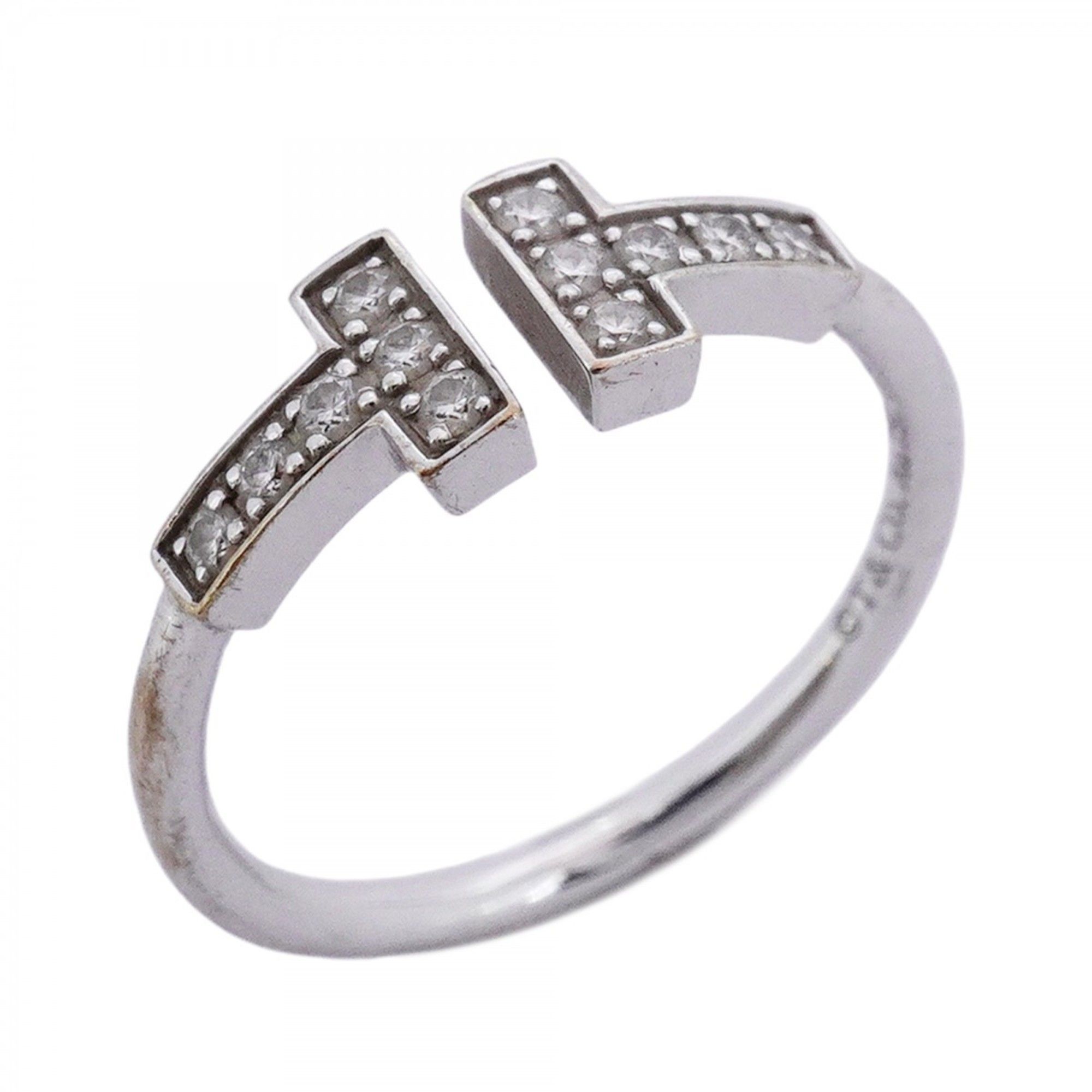 Tiffany T-wire ring, 18K white gold, diamond, size 10.5, women's