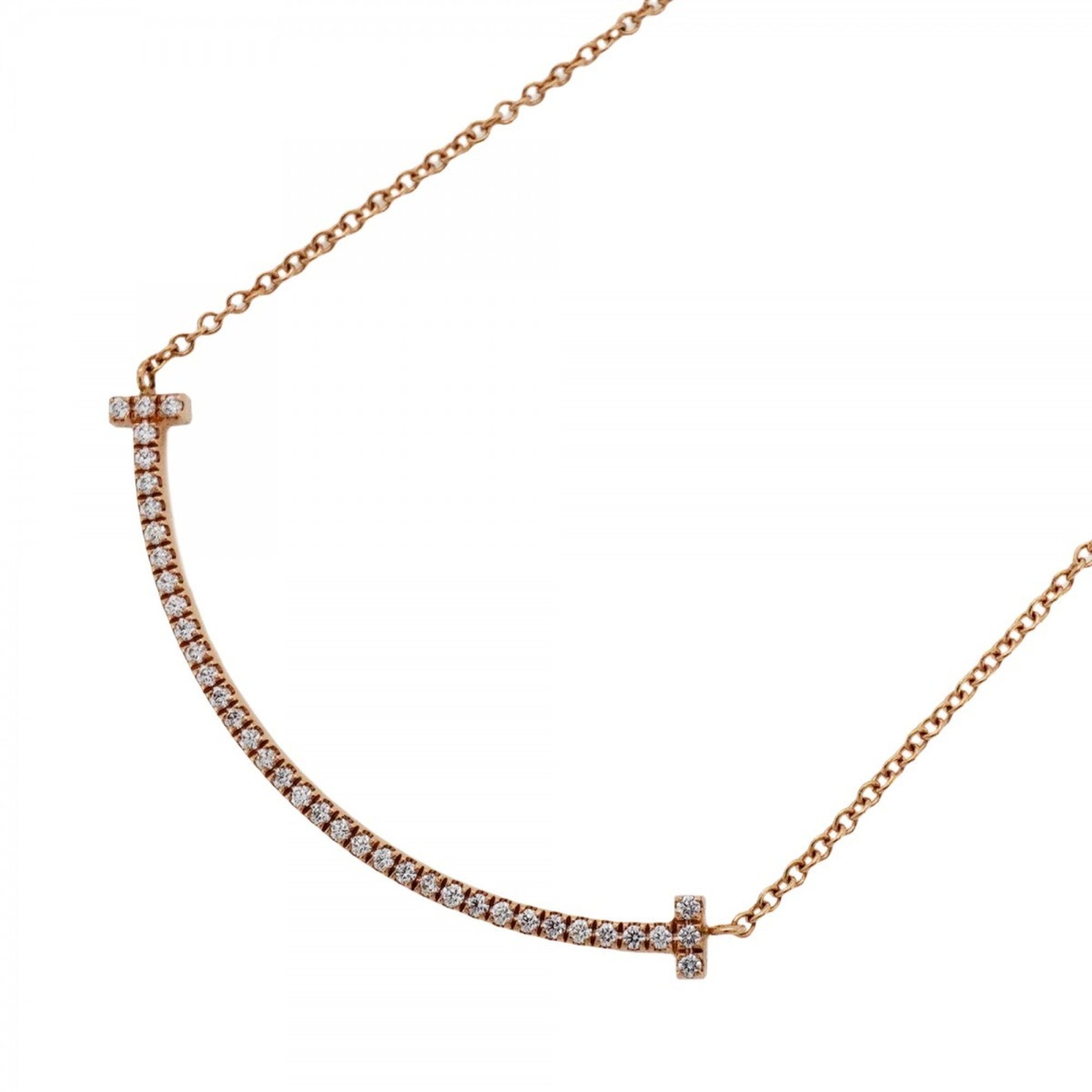 Tiffany T Smile Small Necklace in 18K Pink Gold with Diamonds for Women, P1881082