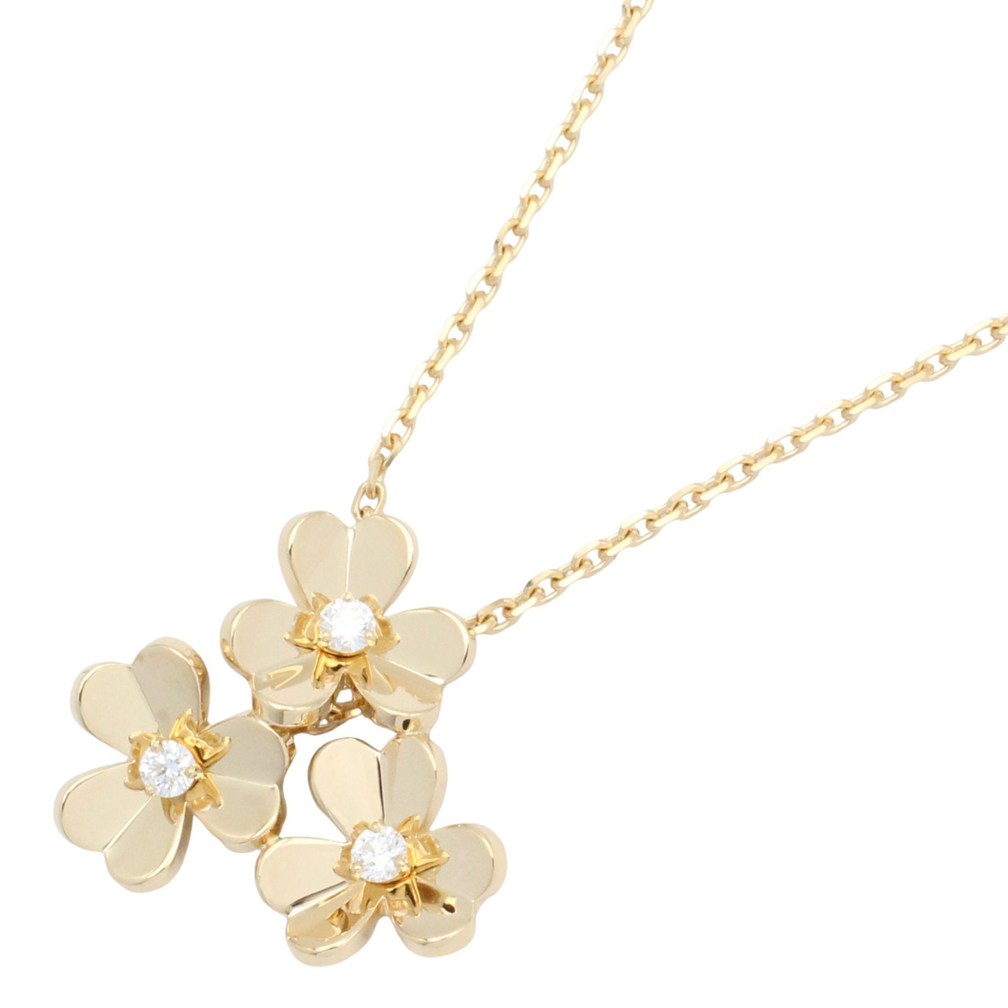 Van Cleef & Arpels Frivole 3-Flower 3-Piece Diamond Necklace in 18K Yellow Gold with Diamonds, Clear