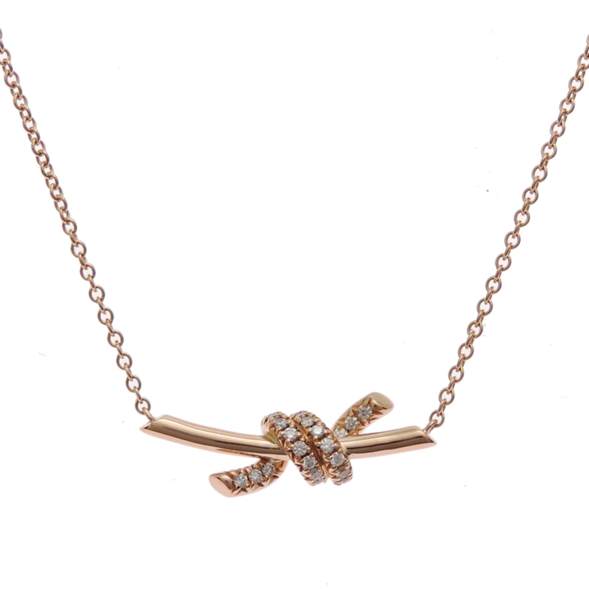 Tiffany Knot Small Pendant Diamond Women's Necklace 75123566 in 750 Pink Gold