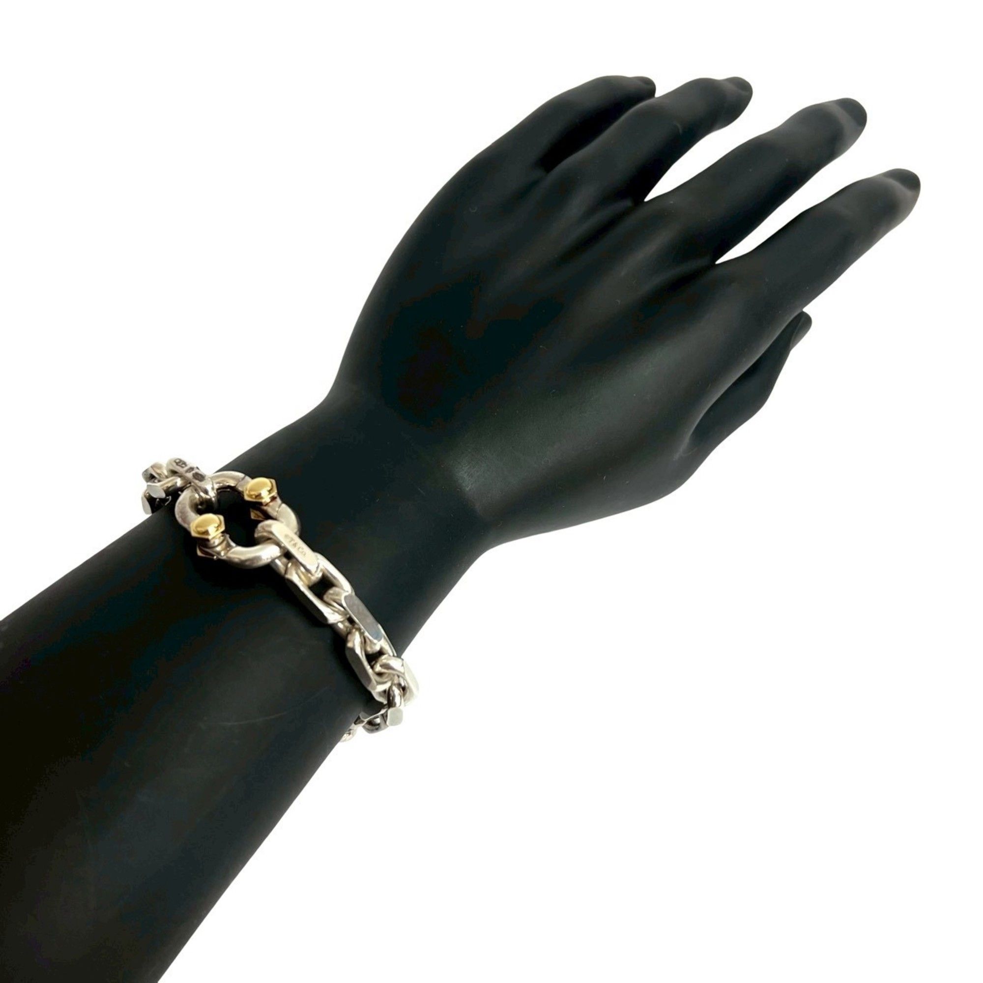 TIFFANY & Co. Tiffany Makers Silver 925 and 18K Yellow Gold Chain Bracelet, 96530