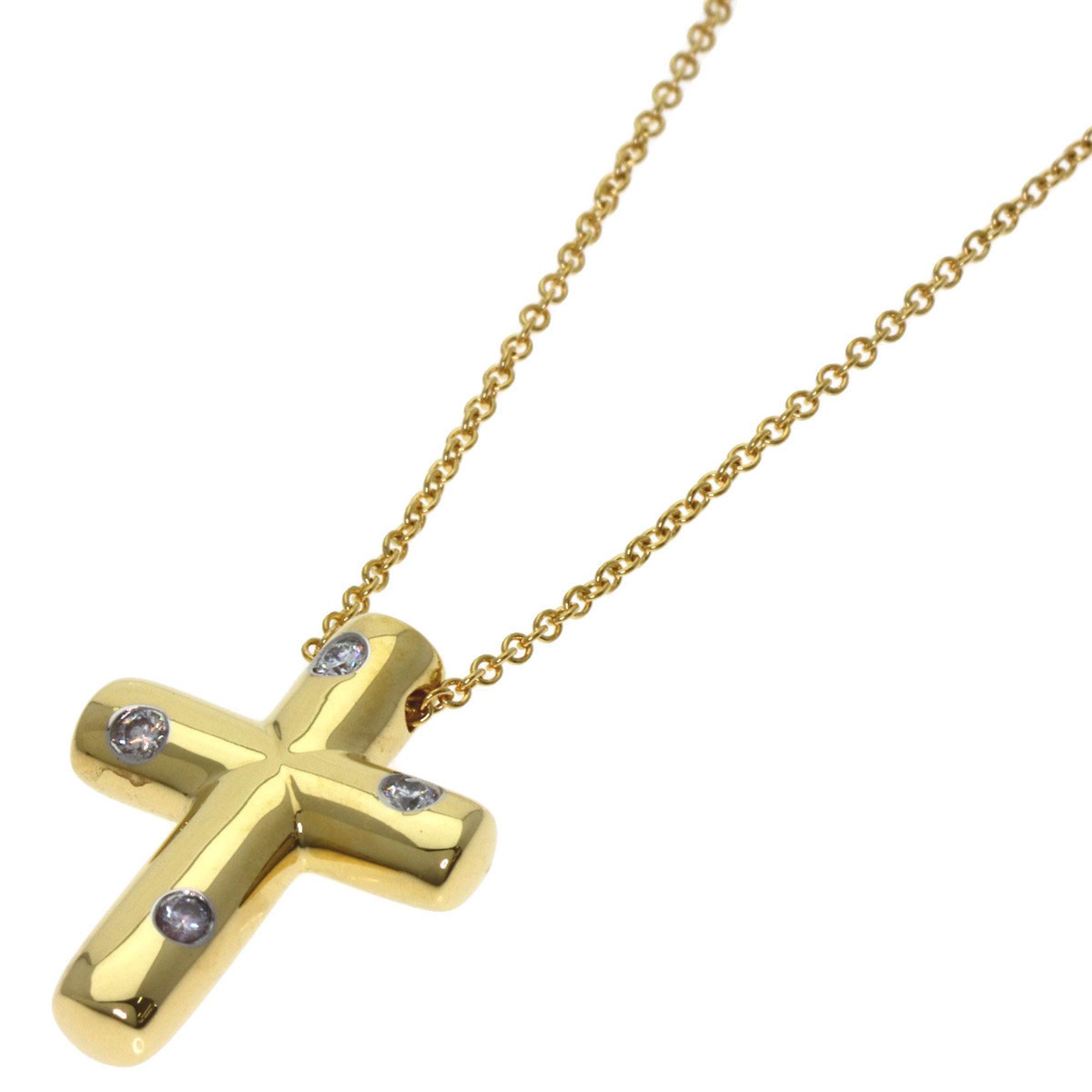Tiffany & Co. Dots Cross Diamond Necklace in 18K Yellow Gold for Women. TIFFANY