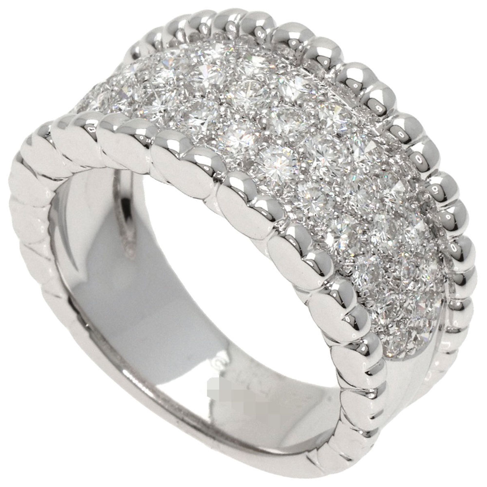 Van Cleef & Arpels Perlée Pavé Diamond Ring in 18K White Gold for Women.