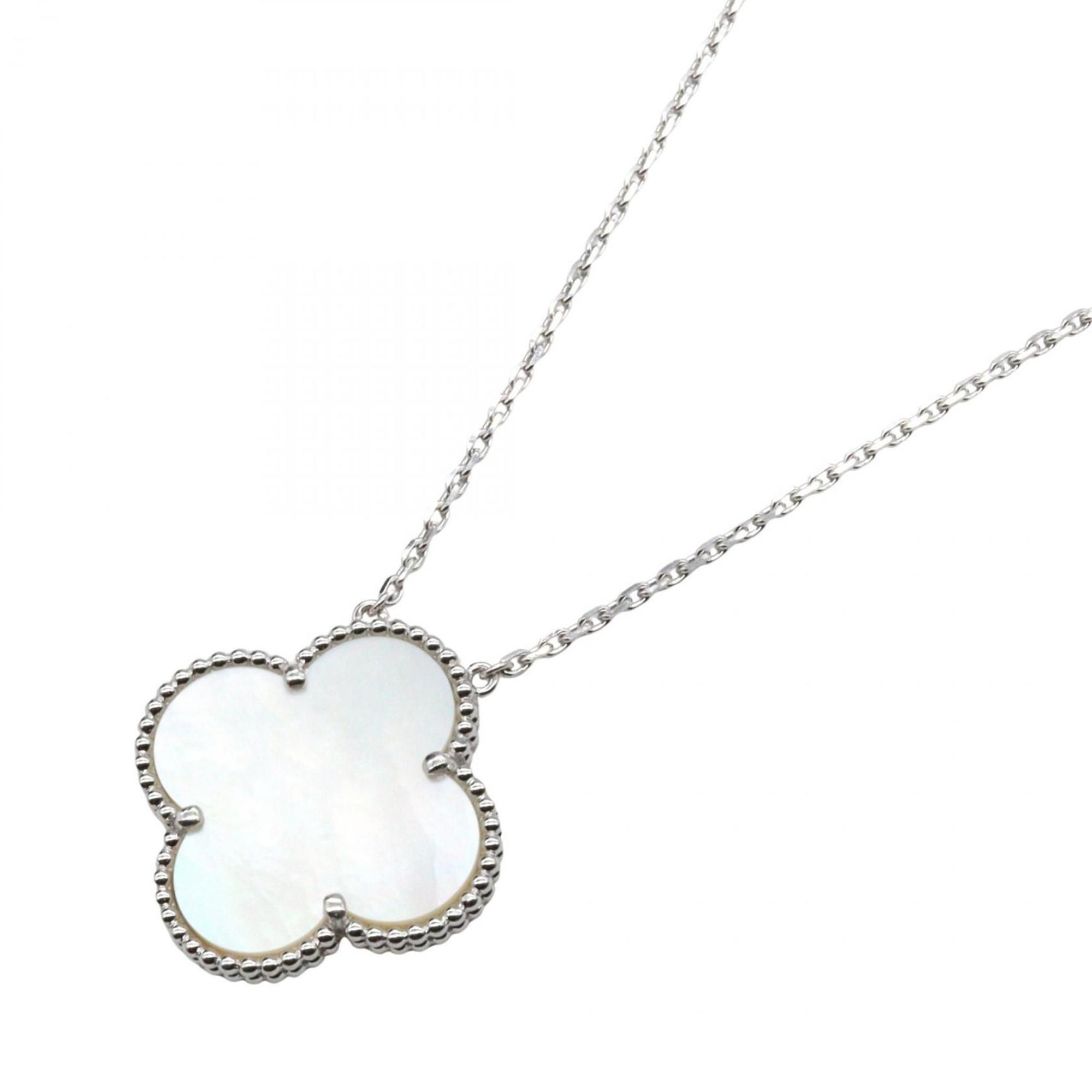 Van Cleef & Arpels Magic Alhambra Mother-of-Pearl Necklace, 18K White Gold (VCARN32200), Women's, Si