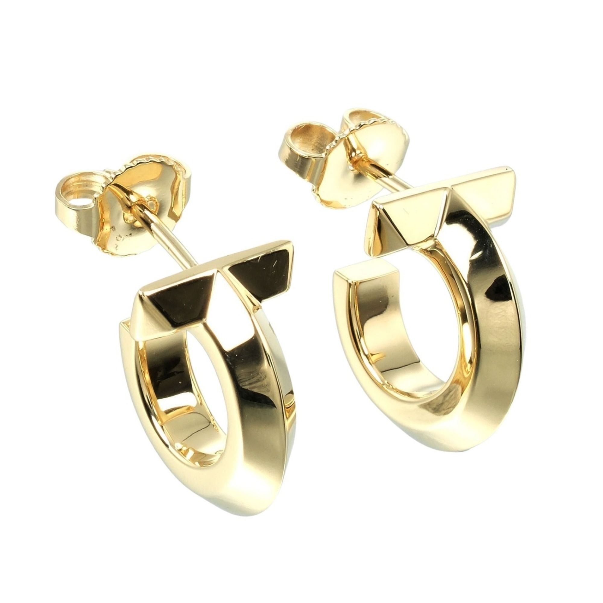 Tiffany & Co. T-One Hoop Earrings, 18K Yellow Gold, Approx. 8.1g