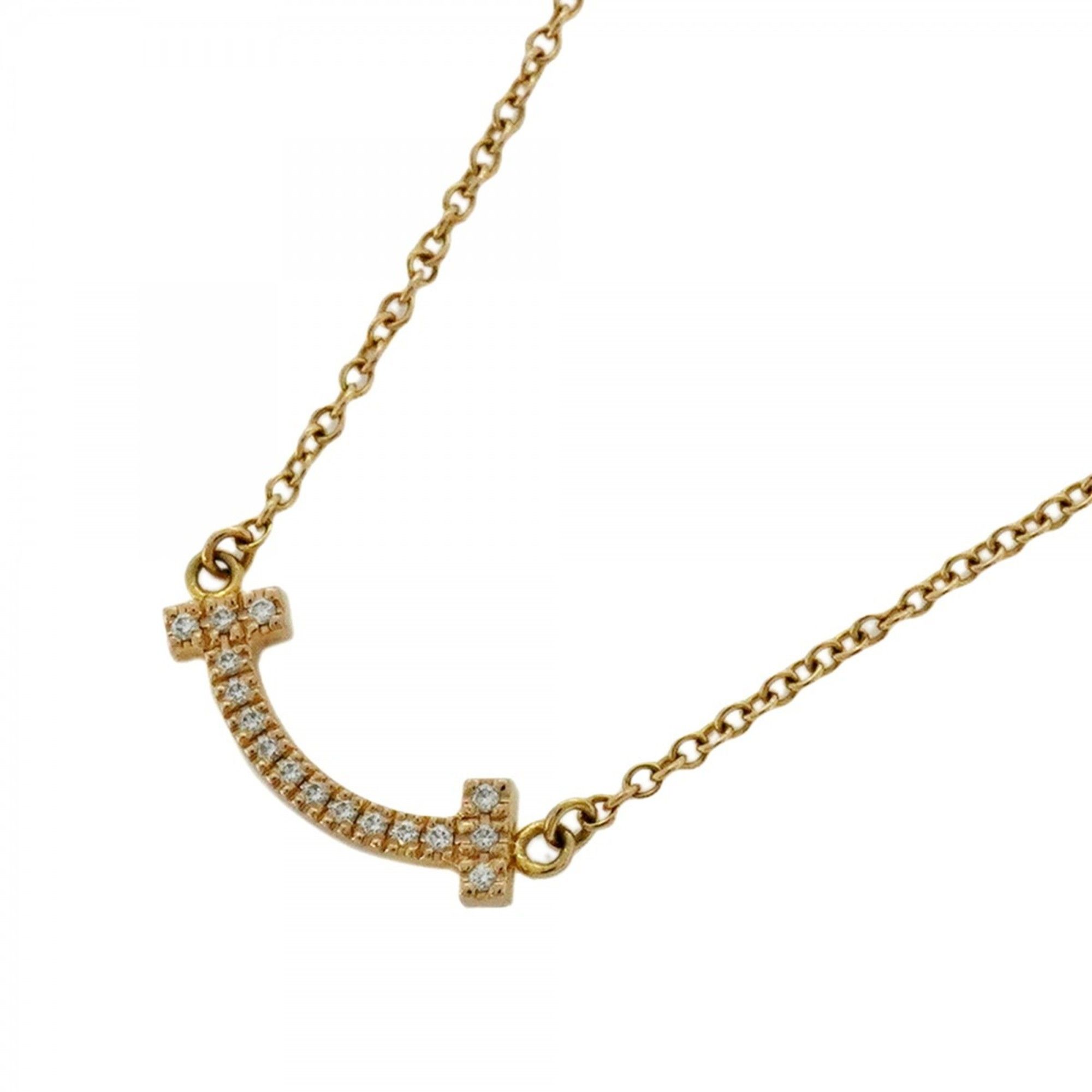 Tiffany T Smile Mini Necklace in 18K Pink Gold with Diamonds for Women