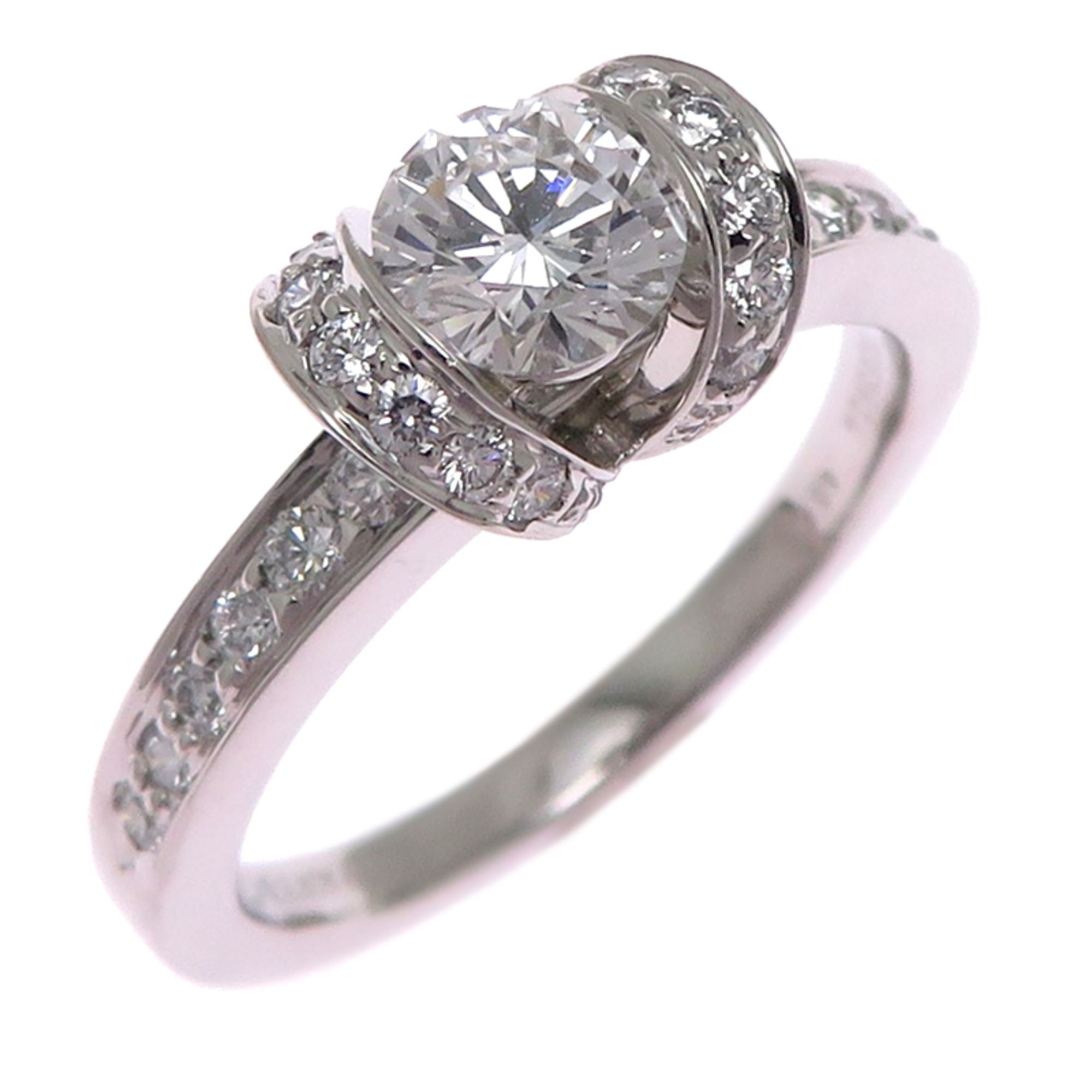 Tiffany Ribbon Diamond Women's Ring in Pt950 Platinum, Size 10