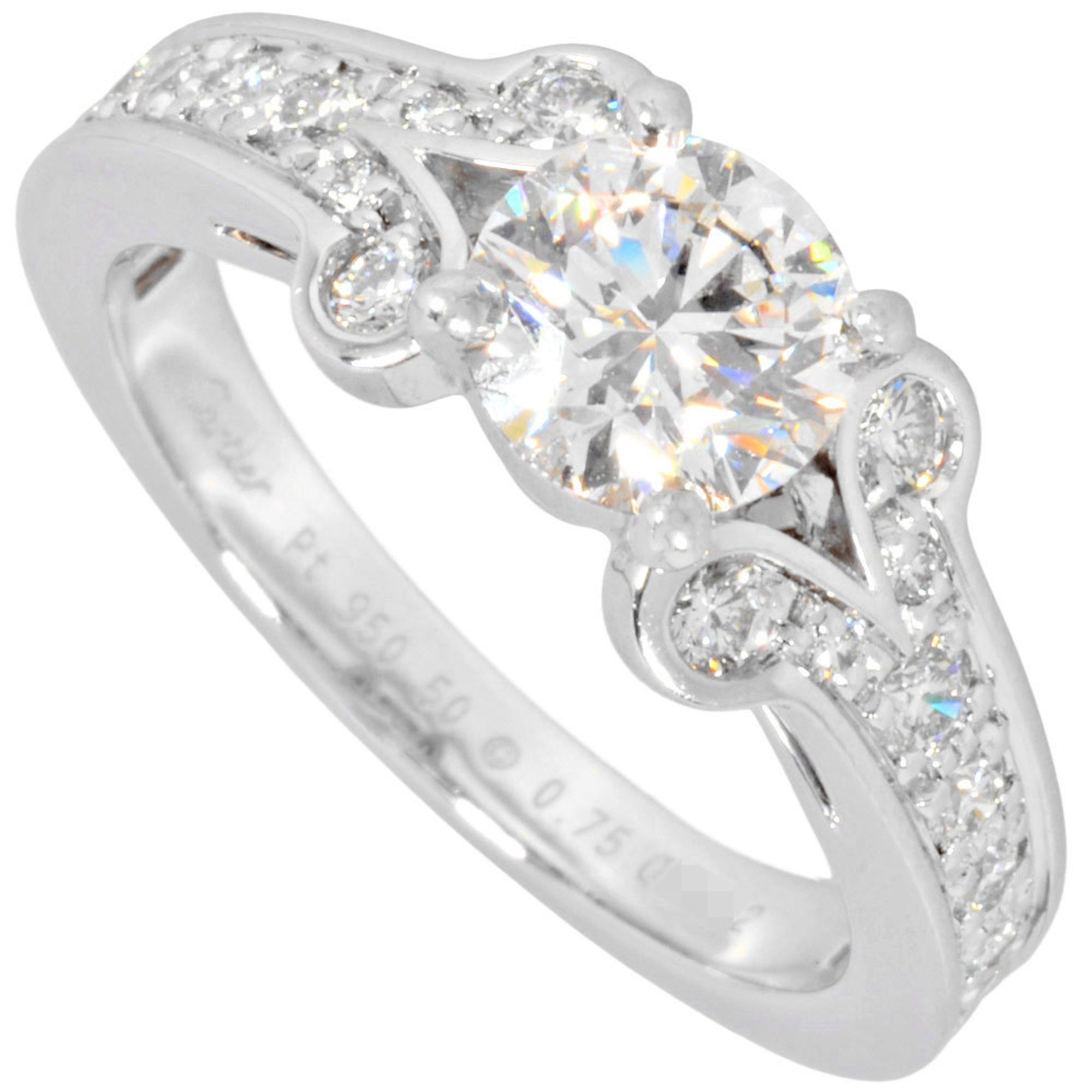 Cartier Ballerina Solitaire Ring Diamond 0.75ct #50 N4197200 Pt950 6.1g Platinum G/VVS2/3EX Women's