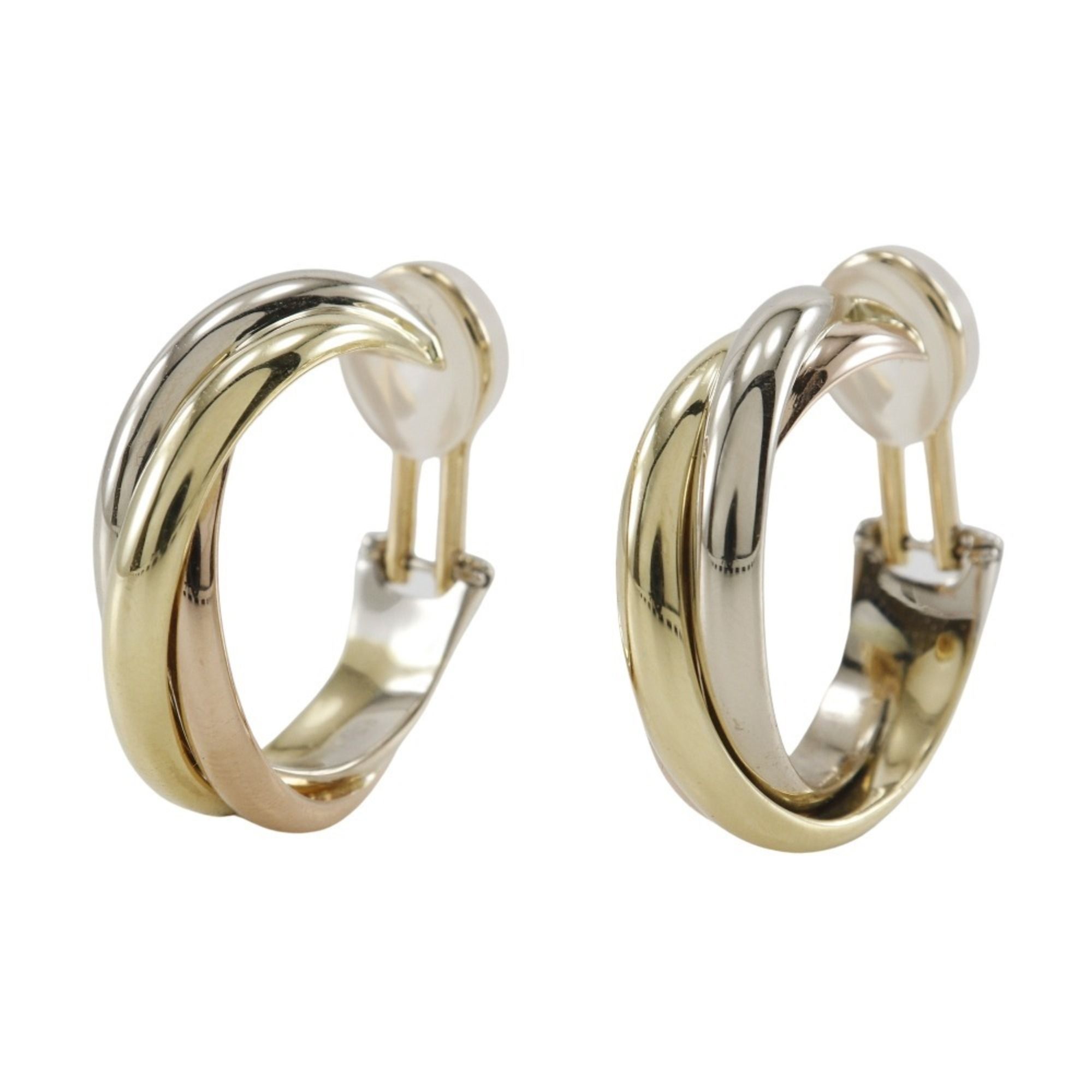 Cartier Trinity Earrings, Three-Color Loop, 18K Gold (Yellow x Pink White Gold), Approx. 20.1g, Trin