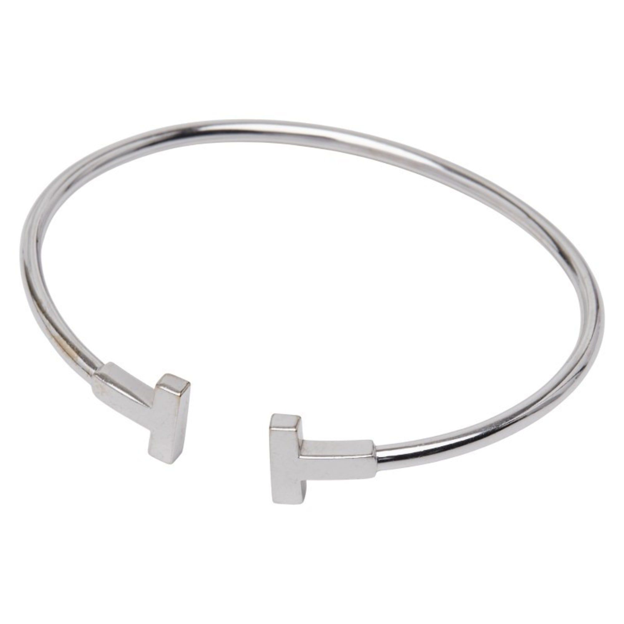 Tiffany & Co. 18K White Gold T Wire Bracelet for Women. TIFFANY