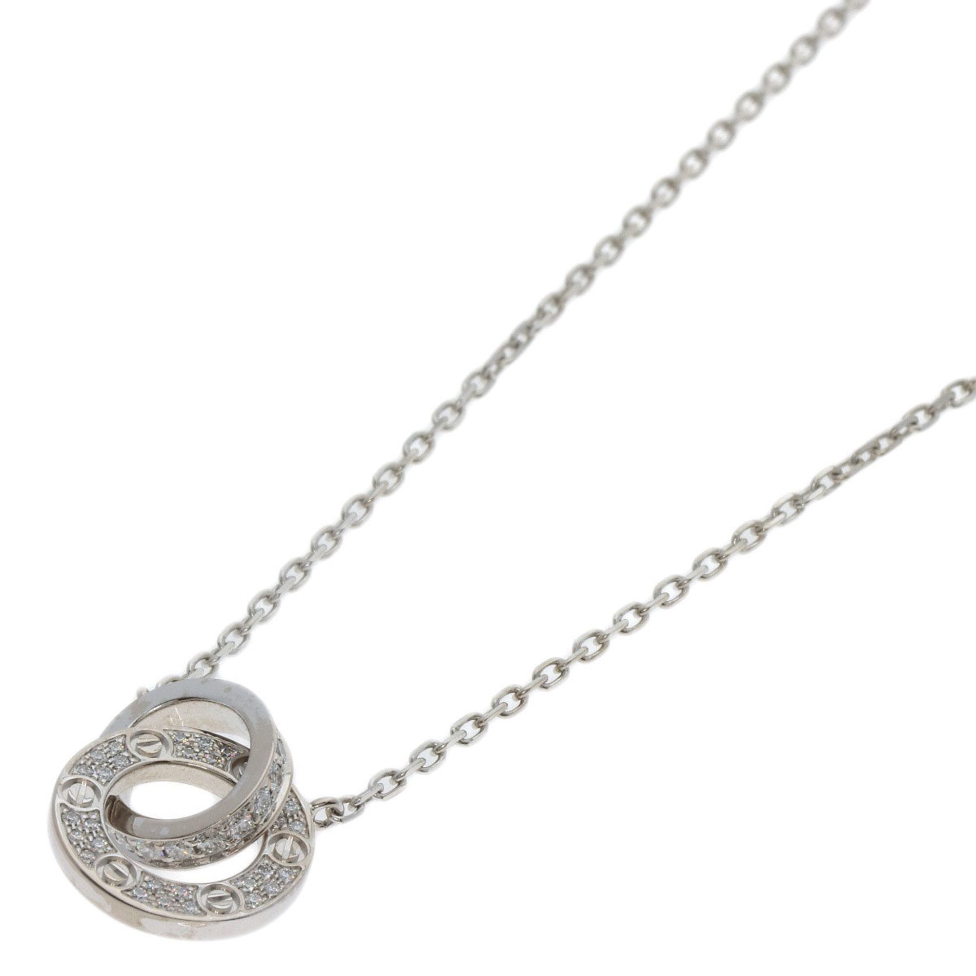 Cartier Love Circle Full Diamond Necklace in 18K White Gold for Women