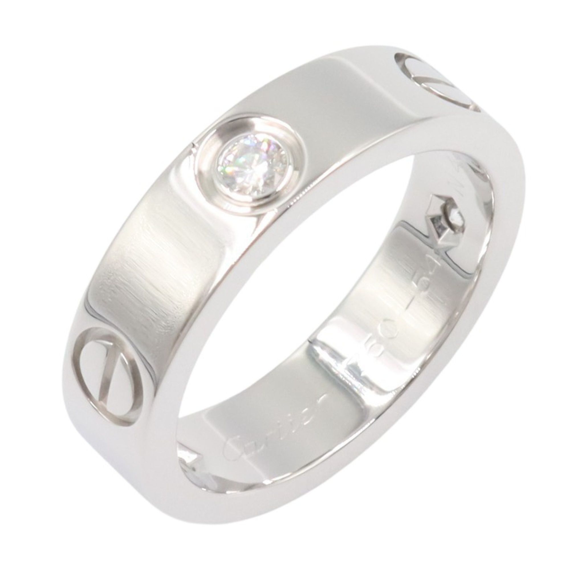 Cartier Love Ring 3PD, 18K White Gold with Diamonds, Clear, for Women