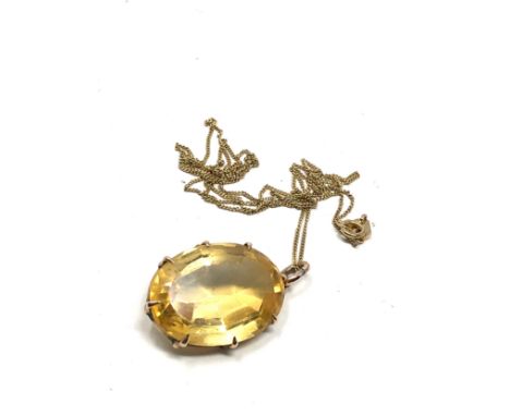 9ct gold vintage citrine pendant necklace (6.1g) 