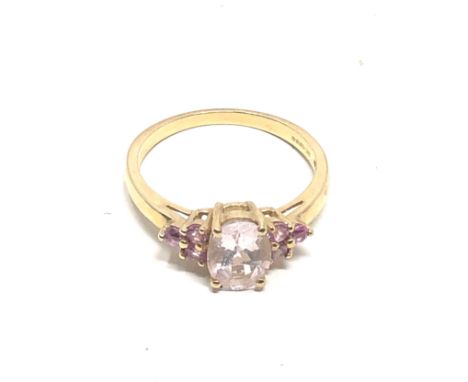 9ct gold morganite &amp; pink sapphire  ring (2.7g) 