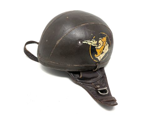 Vintage French leather  Motorcycle Helmet-Bayard-circa 1950's 