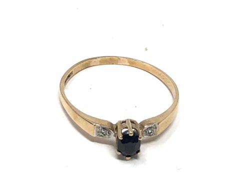 9ct gold sapphire &amp; diamond dress ring (1.3g) 