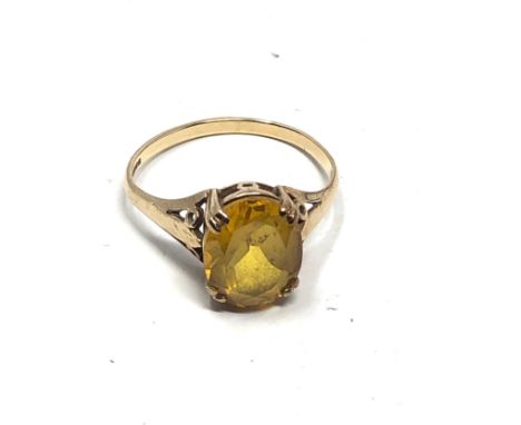 9ct gold vintage yellow synthetic sapphire solitaire dress ring (2g) 