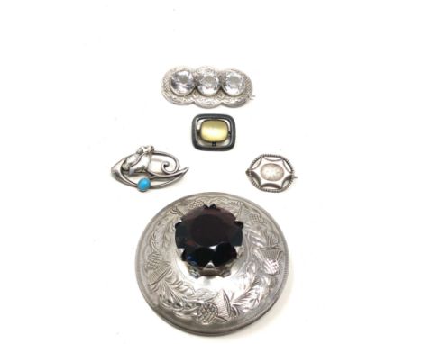 Sterling Silver Antique &amp; Vintage Brooches Including Charles Horner a/f 