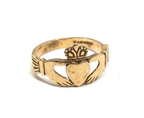 9ct gold vintage claddagh ring (1.7g) 