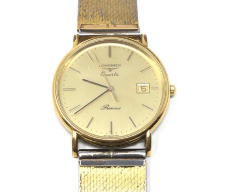 Vintage gents Longines quartz presence the watch is ticking 