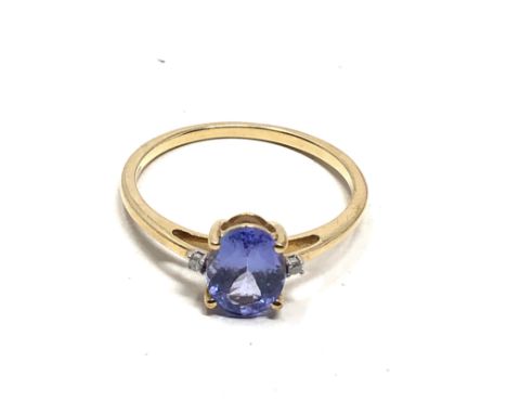 9ct gold tanzanite &amp; diamond  dress ring (1.7g) 