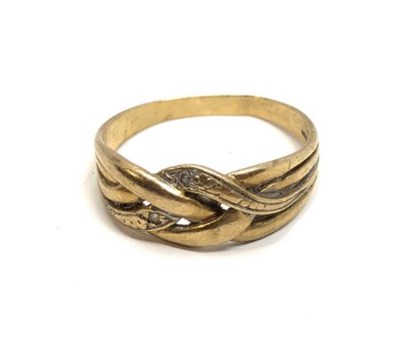 9ct gold vintage diamond knot ring (2g) 