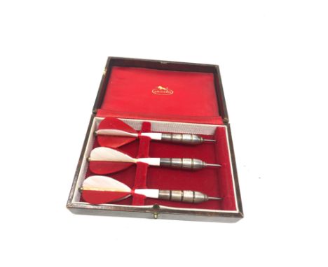 Vintage Hallmarked solid silver darts boxed 