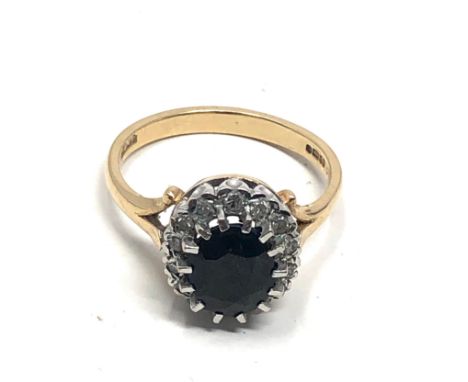 9ct gold sapphire &amp; diamond ring (3.7g) 