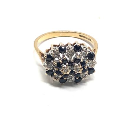 9ct gold sapphire &amp; diamond dress ring (2.9g) 