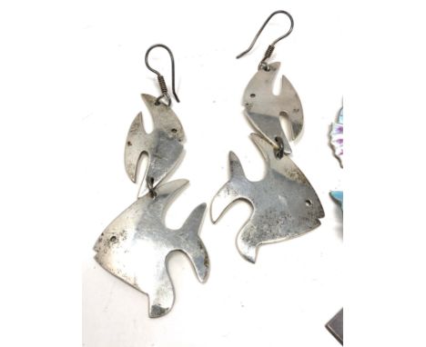 4 X Sterling Silver A Jewellery Including Enamel Butterfly earrings etc (39g) 