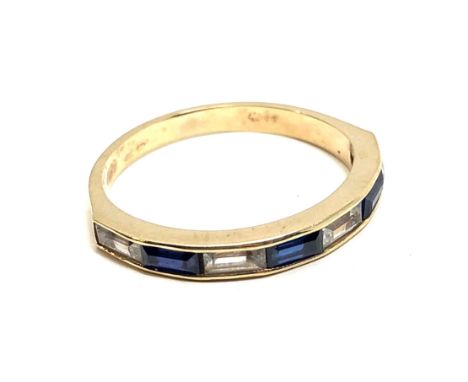 9ct gold vintage sapphire &amp; clear stone ring (1.8g) 